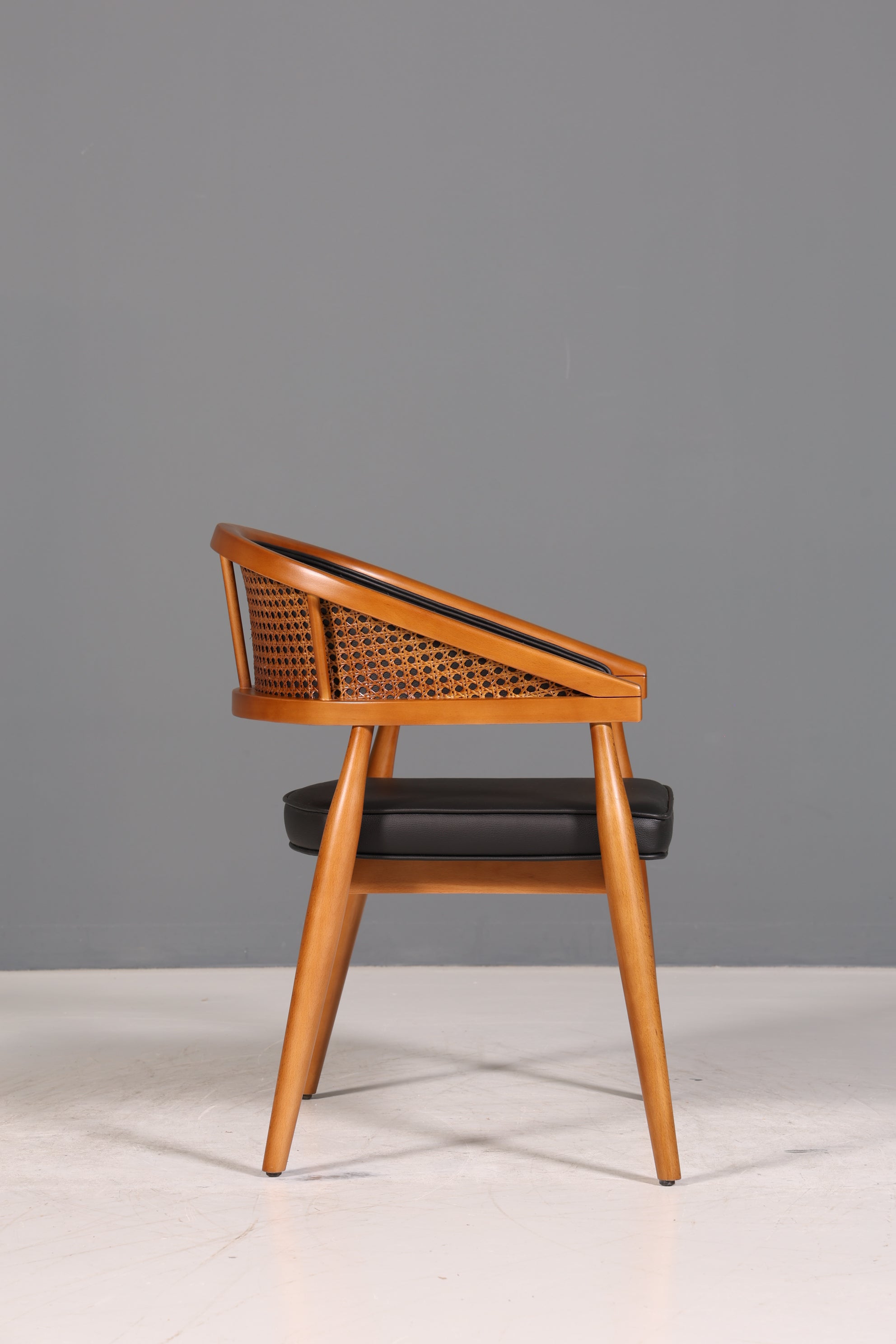 Edler Korbgeflecht Esszimmer Stuhl "Malibu Black Plus" Küchenstuhl Armlehnstuhl Buche Sekretär Stuhl