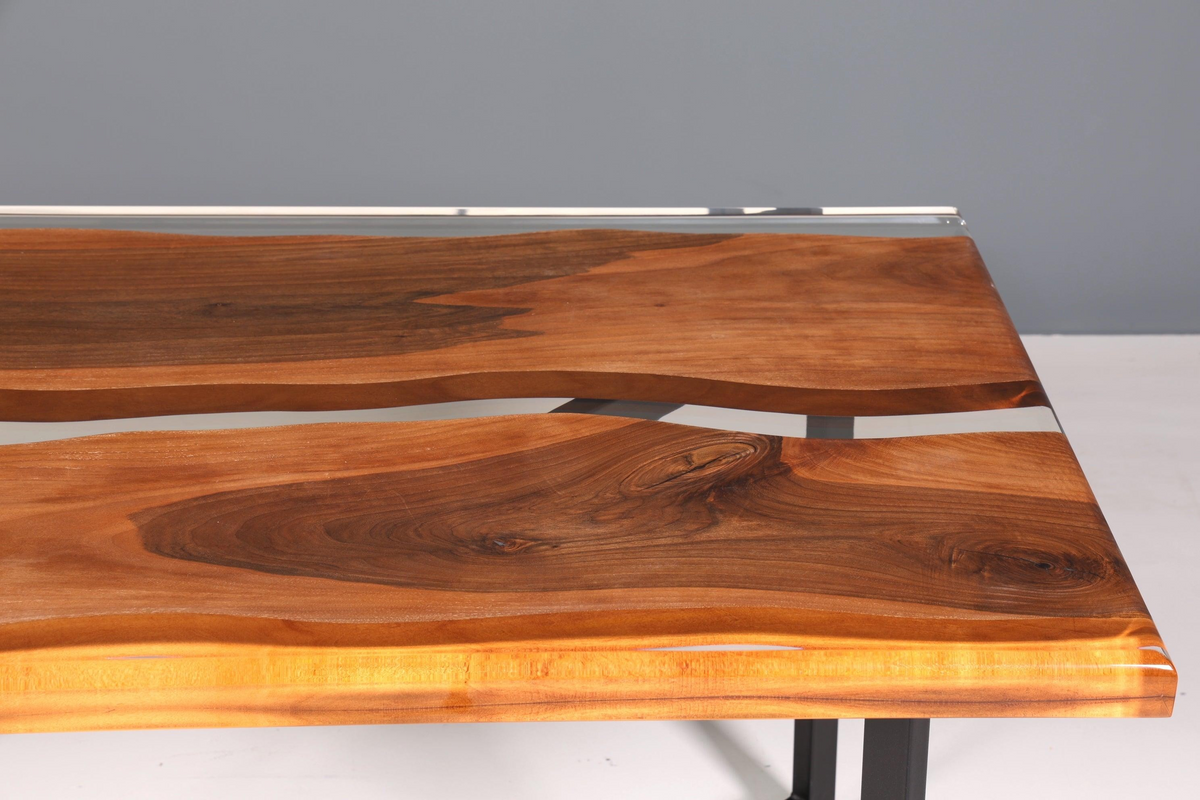 Beeindruckender Epoxidharz Tisch 160-90cm Nussbaum Esszimmer Tisch Epoxy Esstisch Küchentisch