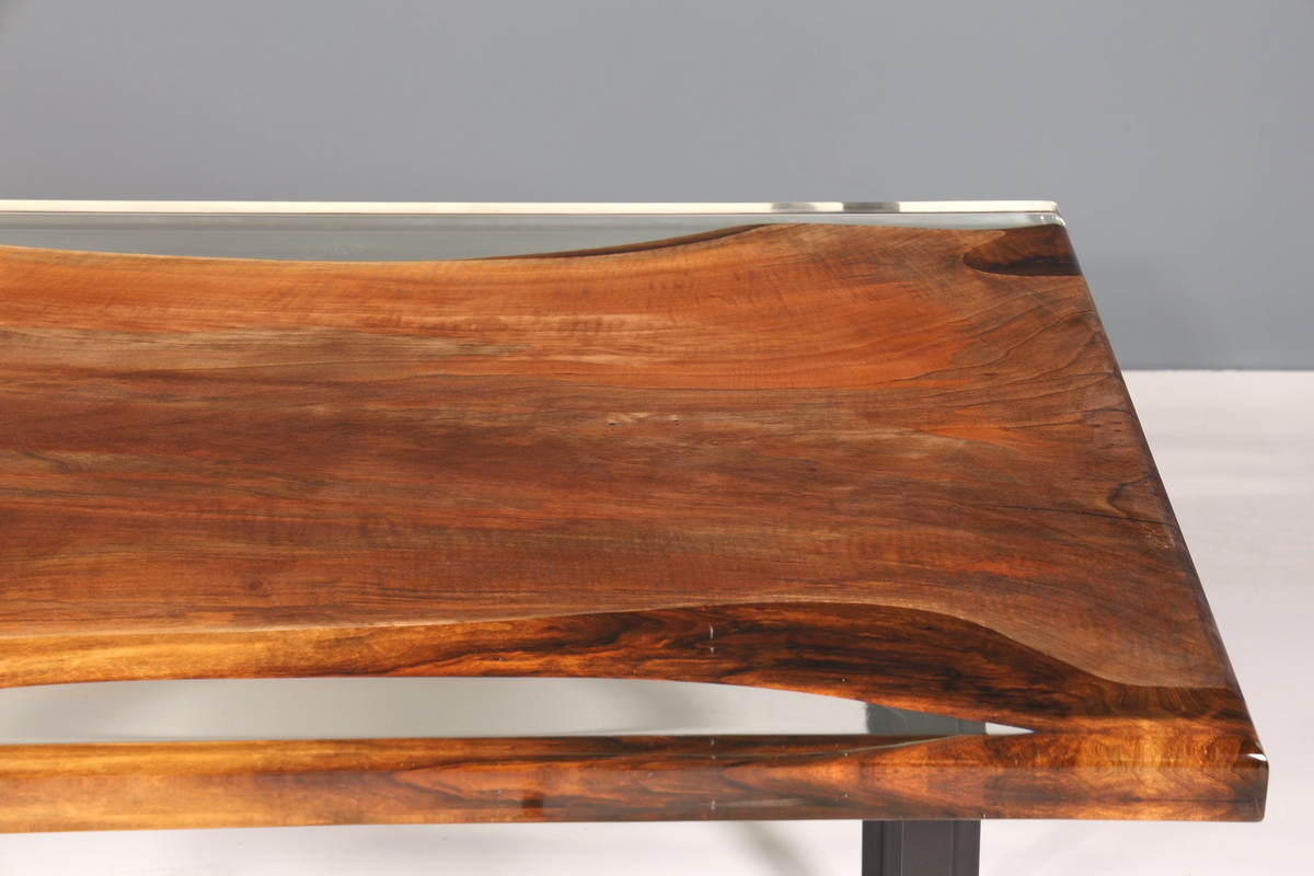Beeindruckender Epoxidharz Tisch 160-90cm Nussbaum Esszimmer Tisch massiv Holz Epoxy Küchentisch