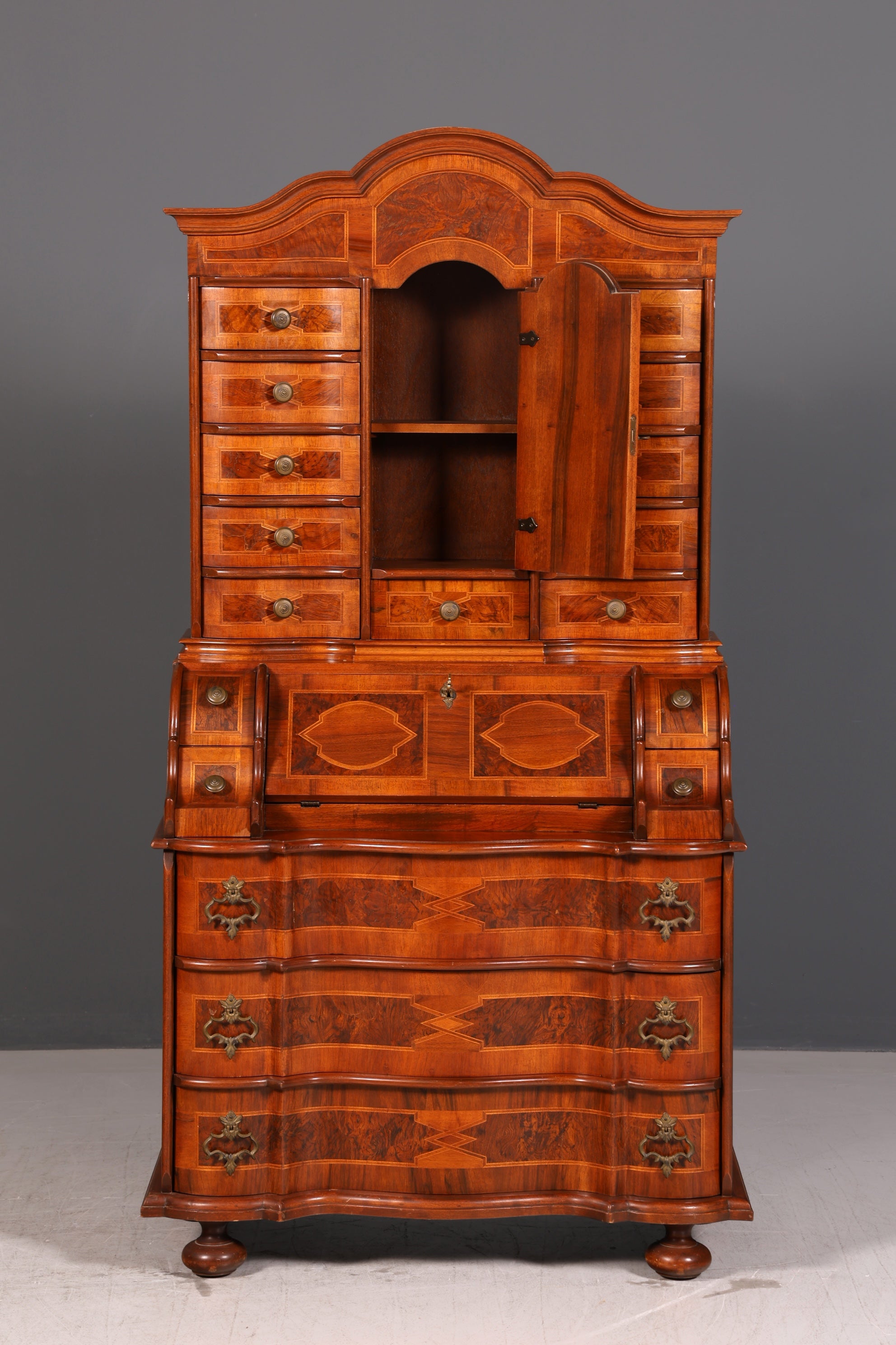 Beeindruckender Barock Aufsatzsekretär Sekretär Schreibschrank Tabernakel Antik Stil Massivholz Vintage