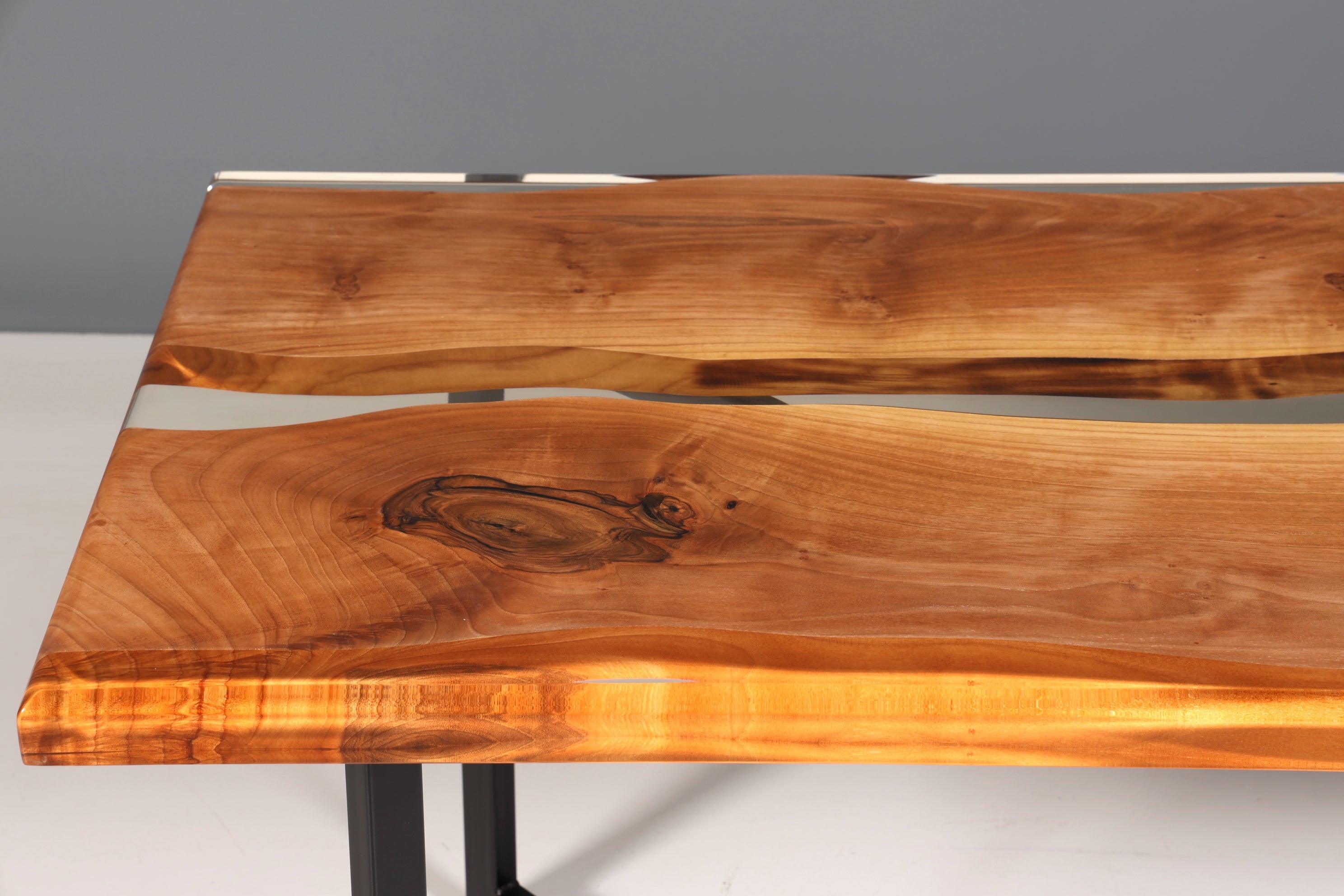 Wunderschöner Epoxidharz Tisch 220-90 cm Epoxy Nussbaum massiv Holz Esszimmer Tisch