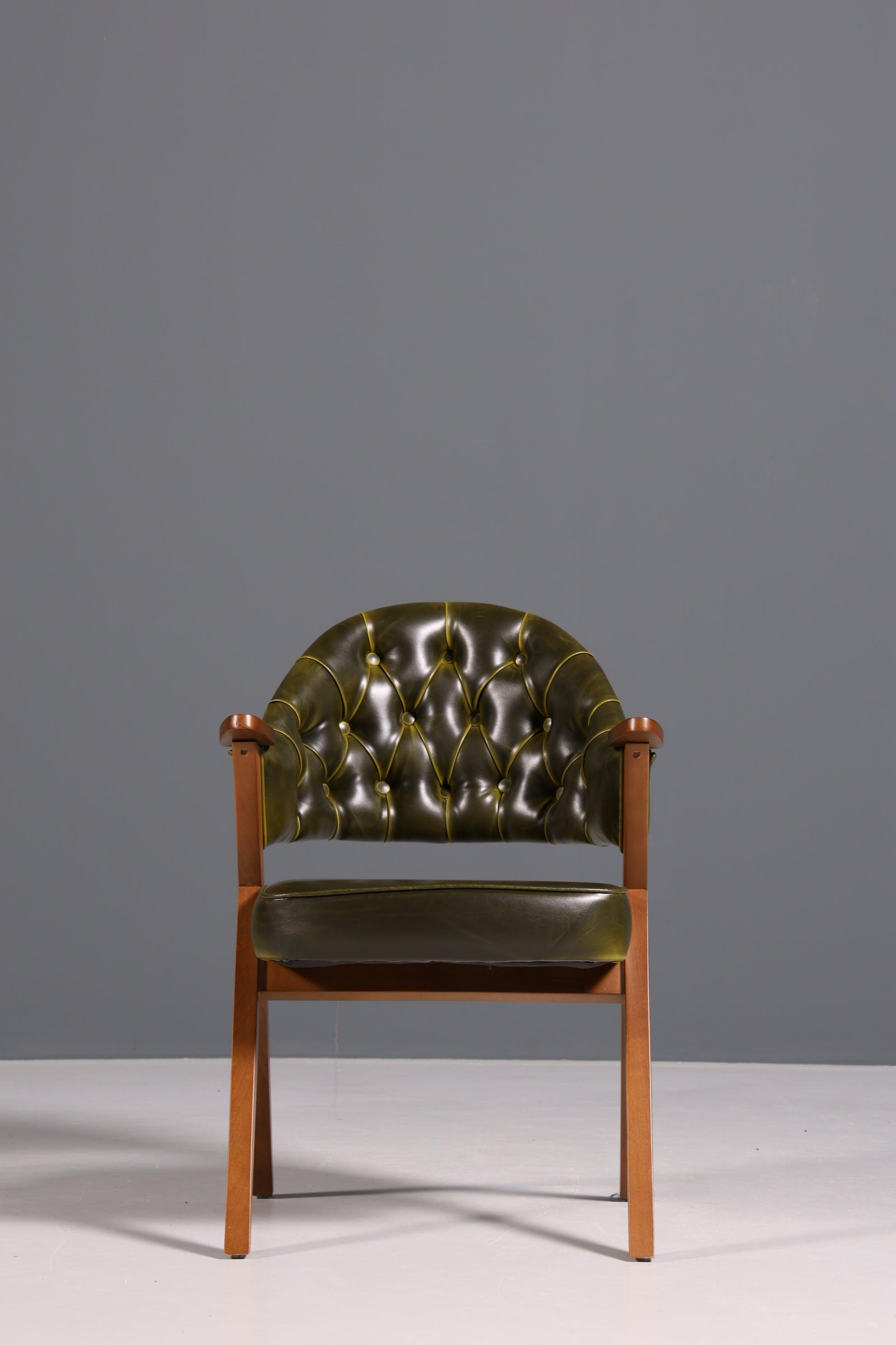 Luxuriöser "Manchester Green" Stuhl Bürostuhl Esszimmerstuhl Lounge Stuhl im Chesterfield Design