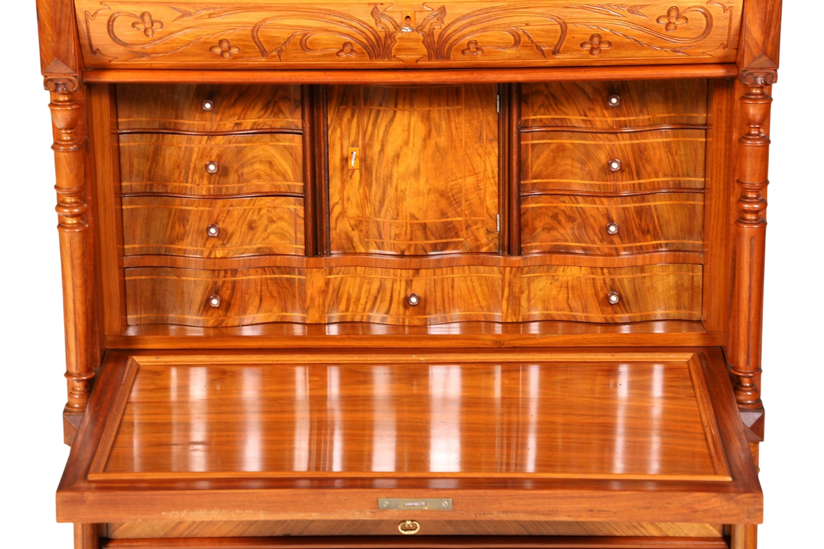 Traumhafter Louis Philippe Sekretär um 1870 Vertiko Nussbaum Highboard Kommode Sekretär Schrank