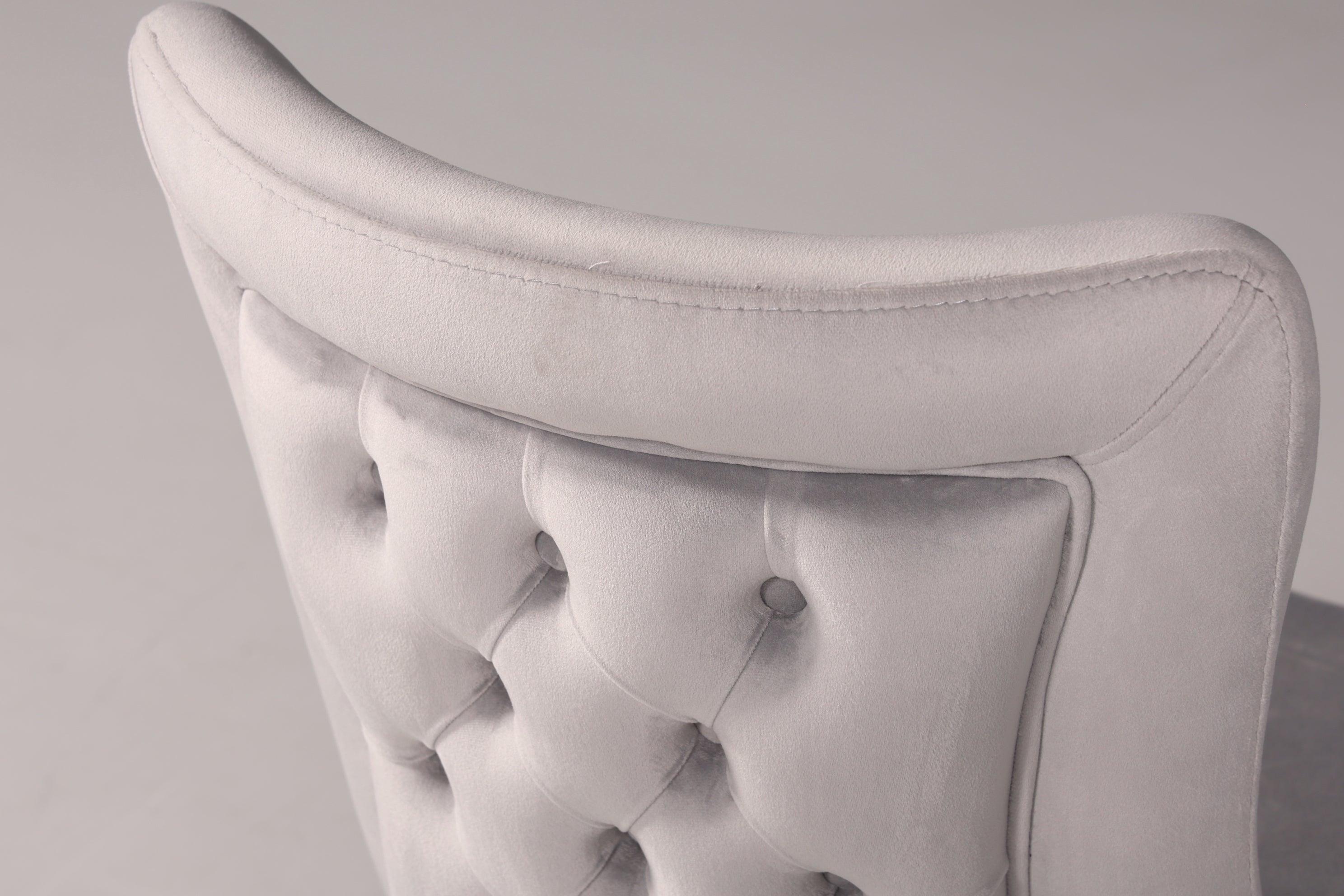 Edler Chesterfield Esszimmerstuhl "Valencia" in Grau