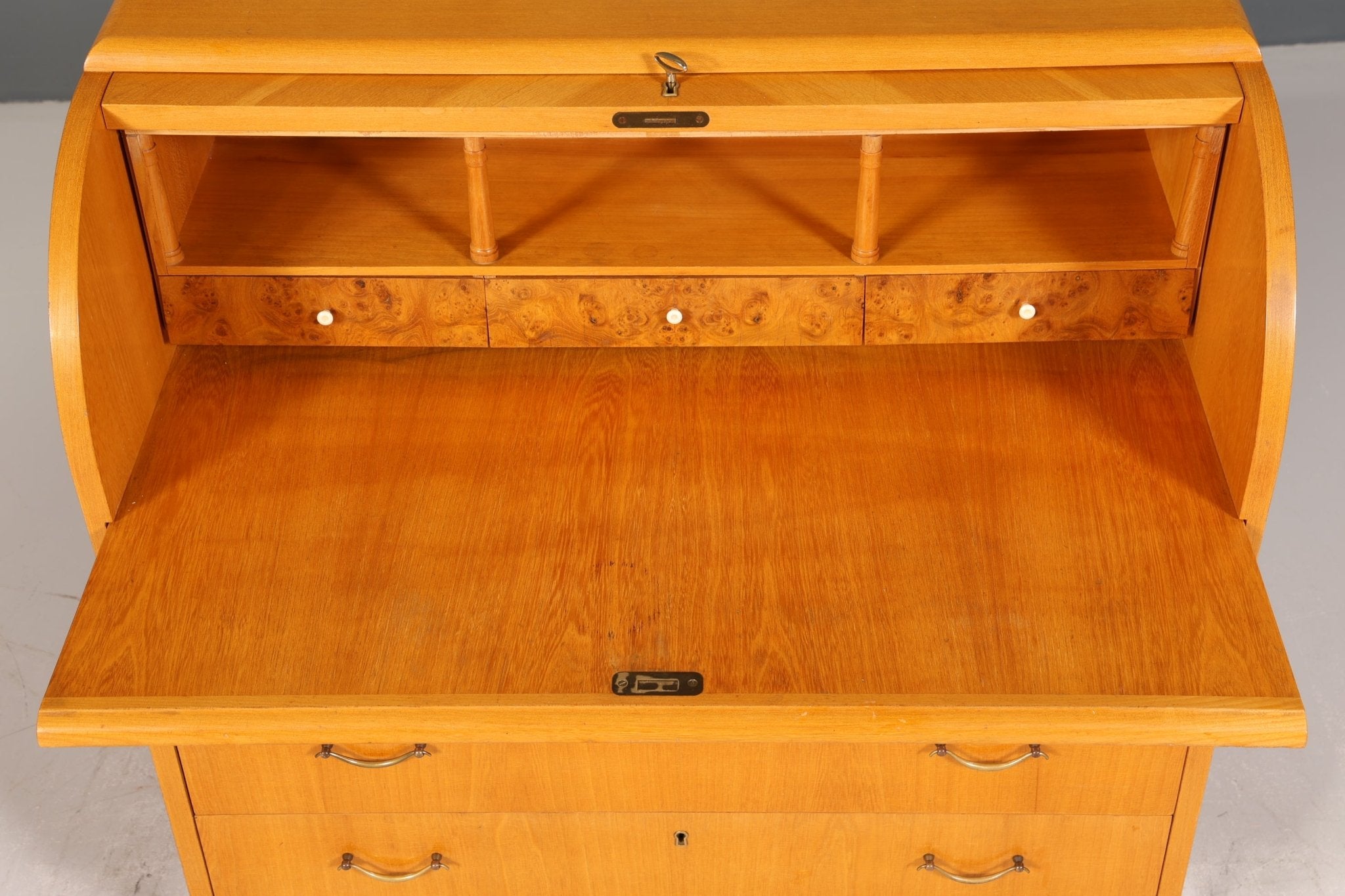 Stilvoller Mid Century Rollladen Sekretär Danish Design echt Holz Rollladen Kommode