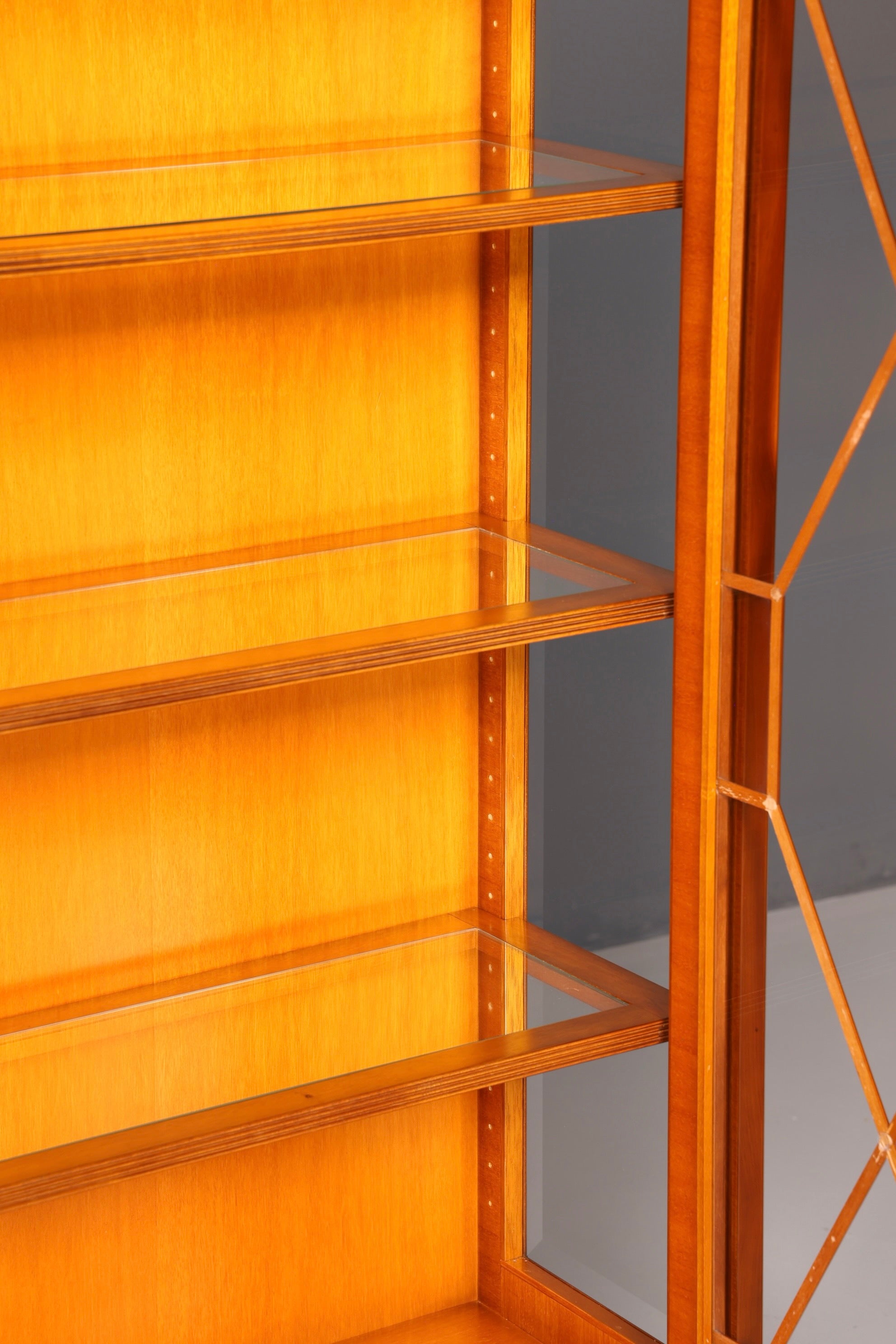 Beautiful Original Heldense Display Cabinet, English Yew Bookcase, Glass Cabinet with Lighting