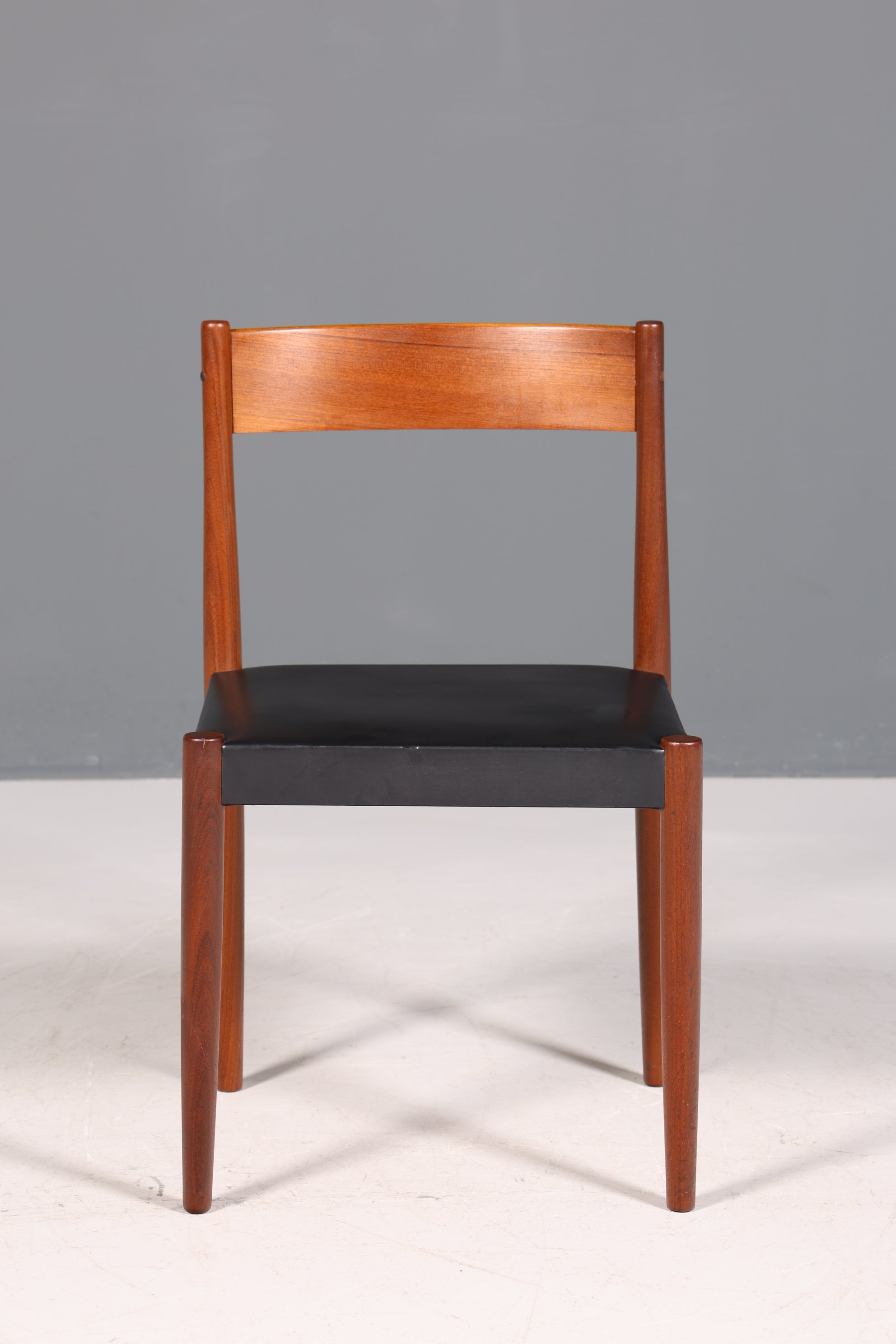 Chaise simple de style mid-century, palissandre, chaise secrétaire rétro, cuir véritable, chaise de cuisine design danois, 2 sur 2