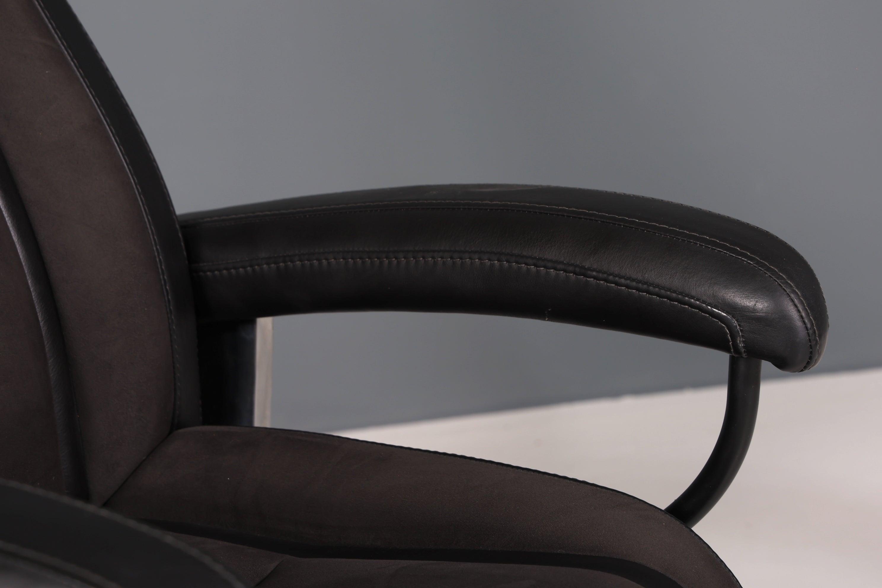 Edler Designer Sessel mit Hocker "Recaro" echt Leder Relax Armlehnsessel Fussablage