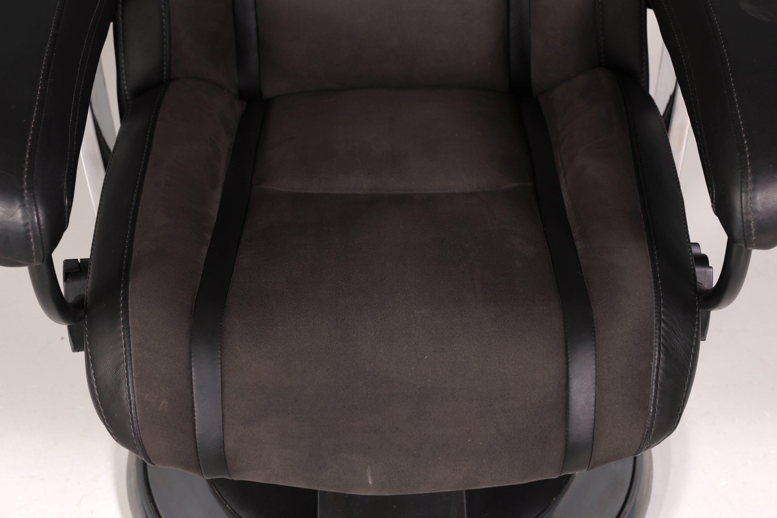 Edler Designer Sessel mit Hocker "Recaro" echt Leder Relax Armlehnsessel Fussablage