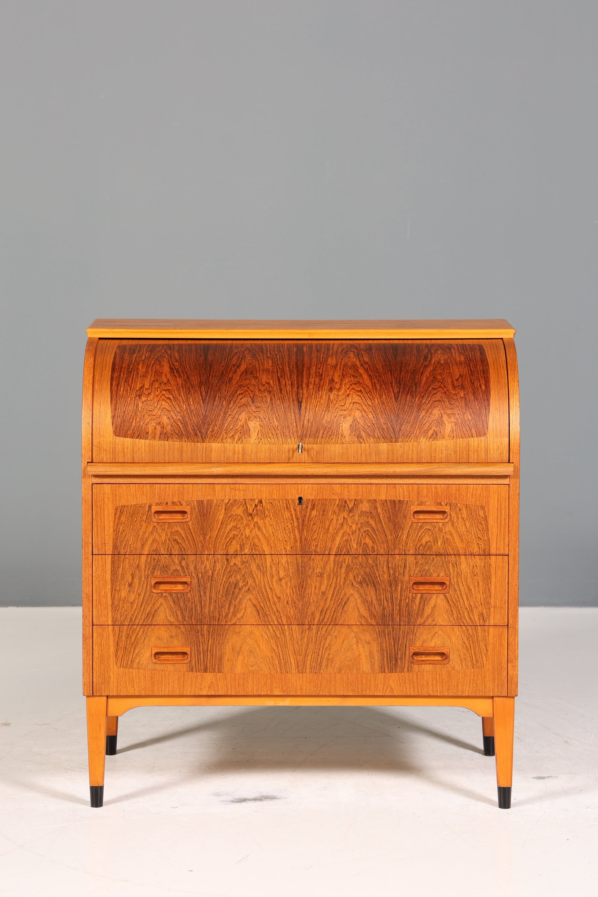 Wunderschöner Mid Century Rollladen Sekretär Danish Design echt Holz Schreibkommode 60er Jahre