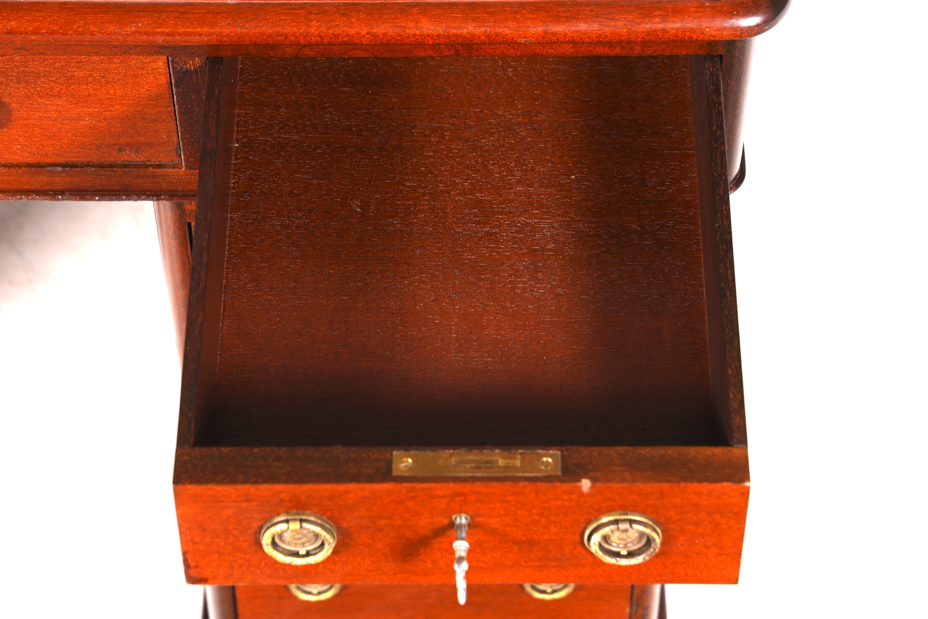 Bureau anglais de rêve avec plateau en cuir véritable, bureau de style antique