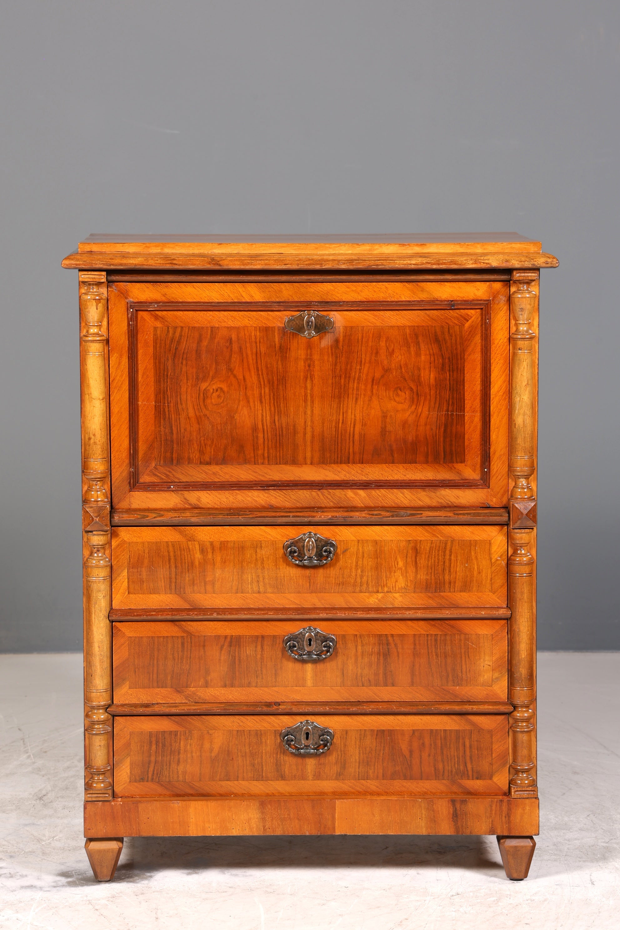 Stilvoller Gründerzeit Sekretär Vertiko Highboard Louis Philippe Kommode Sekretär Schrank um 1880