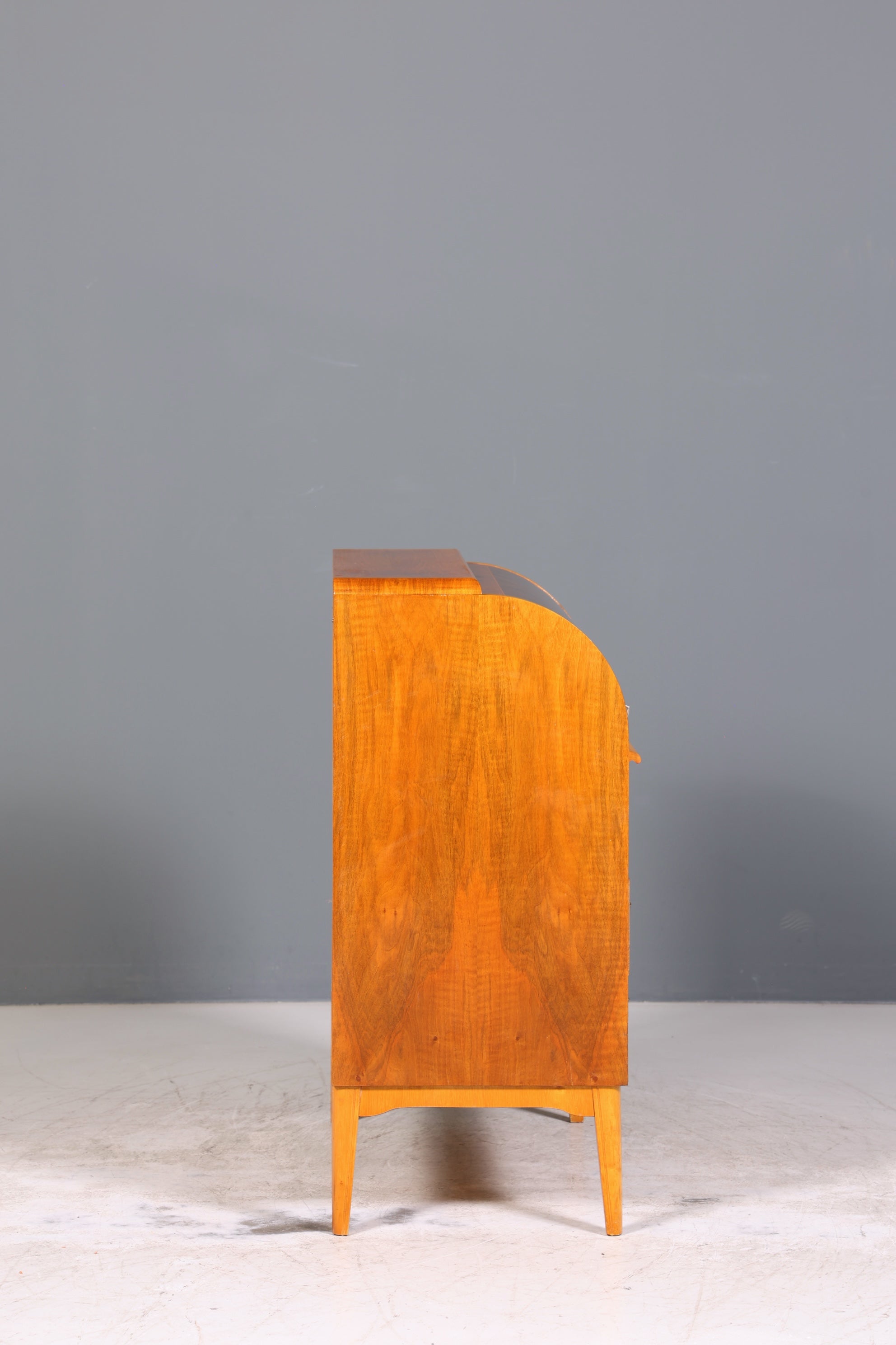 Schlichter Mid Century Rollladen Sekretär echt Holz Büro Schrank Vintage Schreibkommode