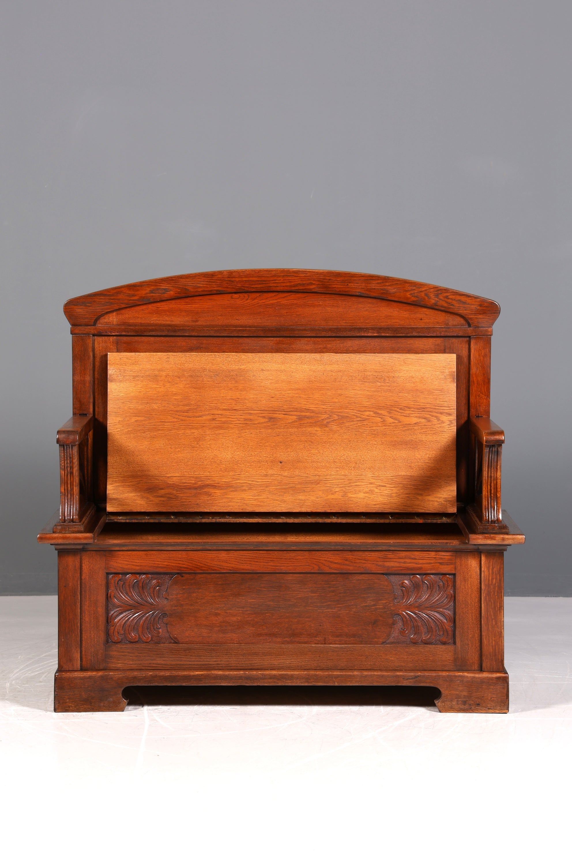Magnifique banc Art nouveau, banc ancien, coffre, canapé en chêne, banc en bois, coffre en bois