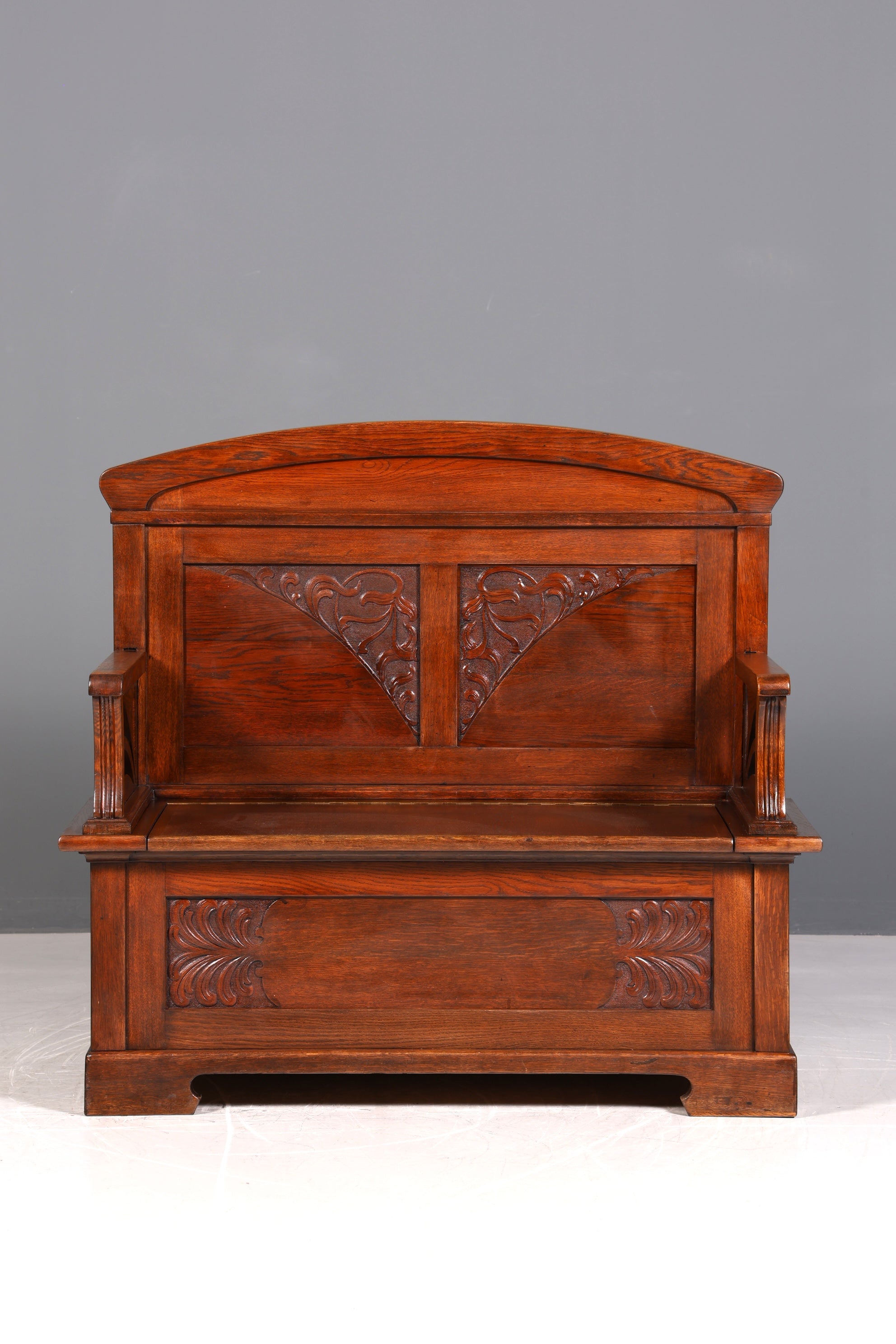 Magnifique banc Art nouveau, banc ancien, coffre, canapé en chêne, banc en bois, coffre en bois