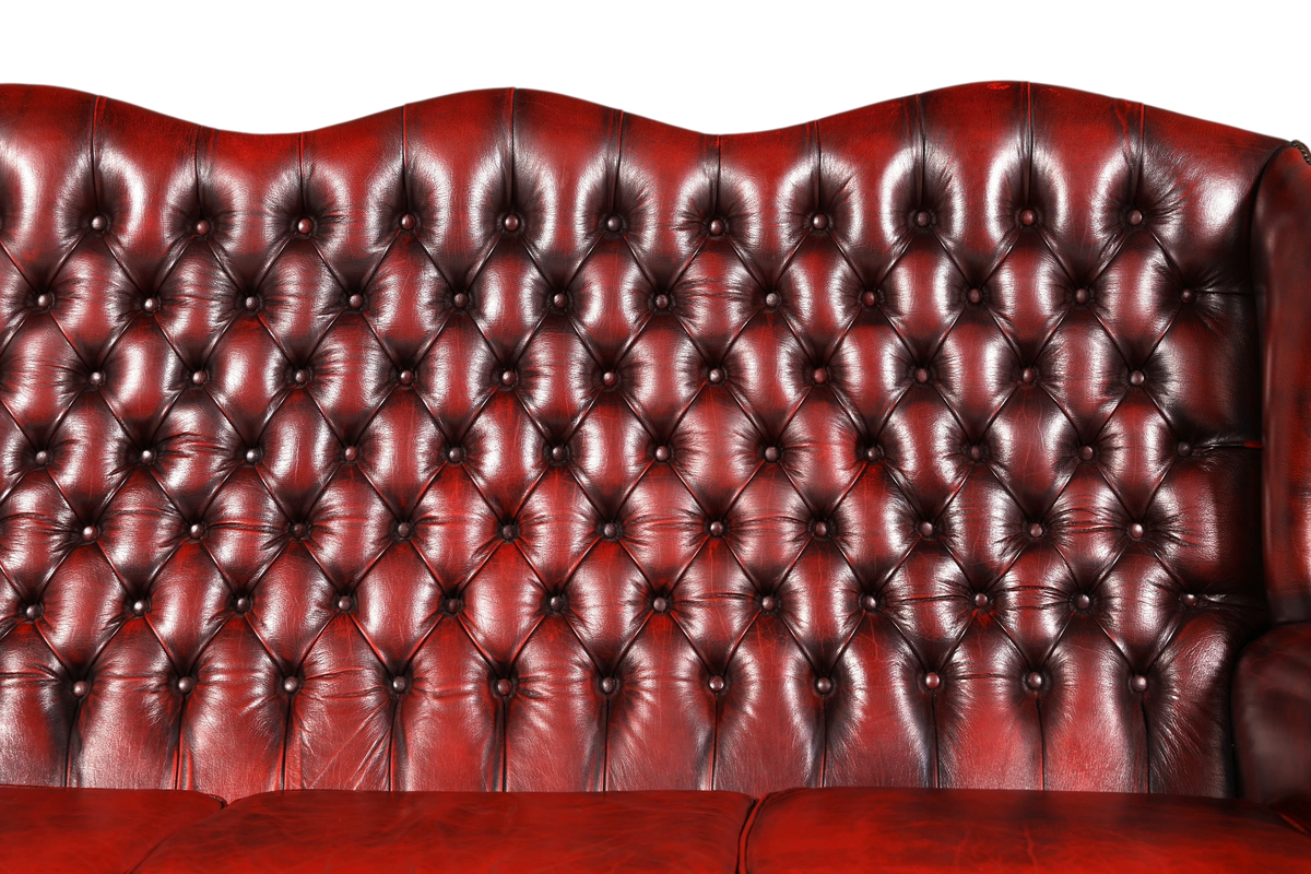 Magnifique canapé Chesterfield Queen Anne original, canapé 3 places, canapé en cuir anglais, canapé rembourré antique d&