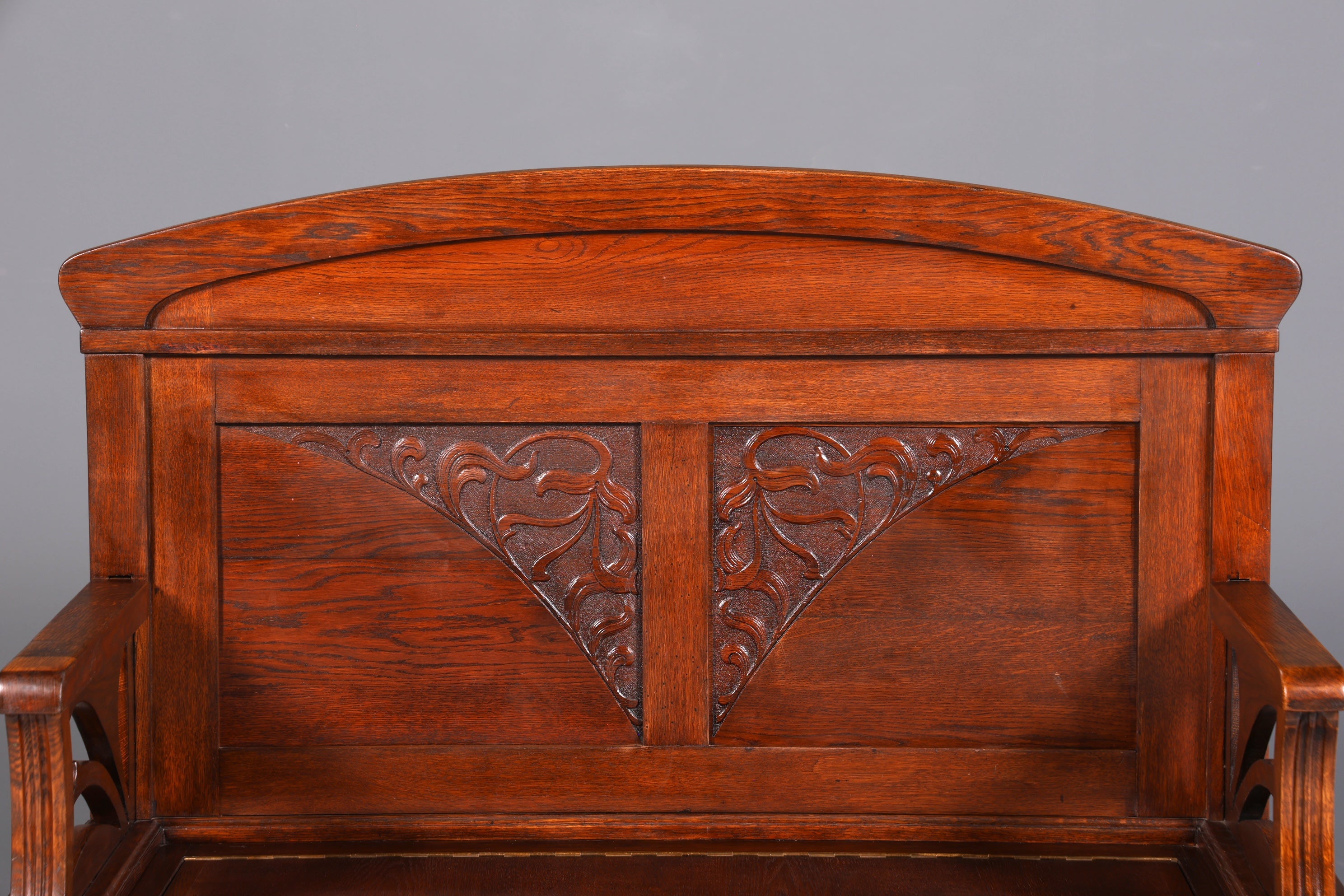 Magnifique banc Art nouveau, banc ancien, coffre, canapé en chêne, banc en bois, coffre en bois