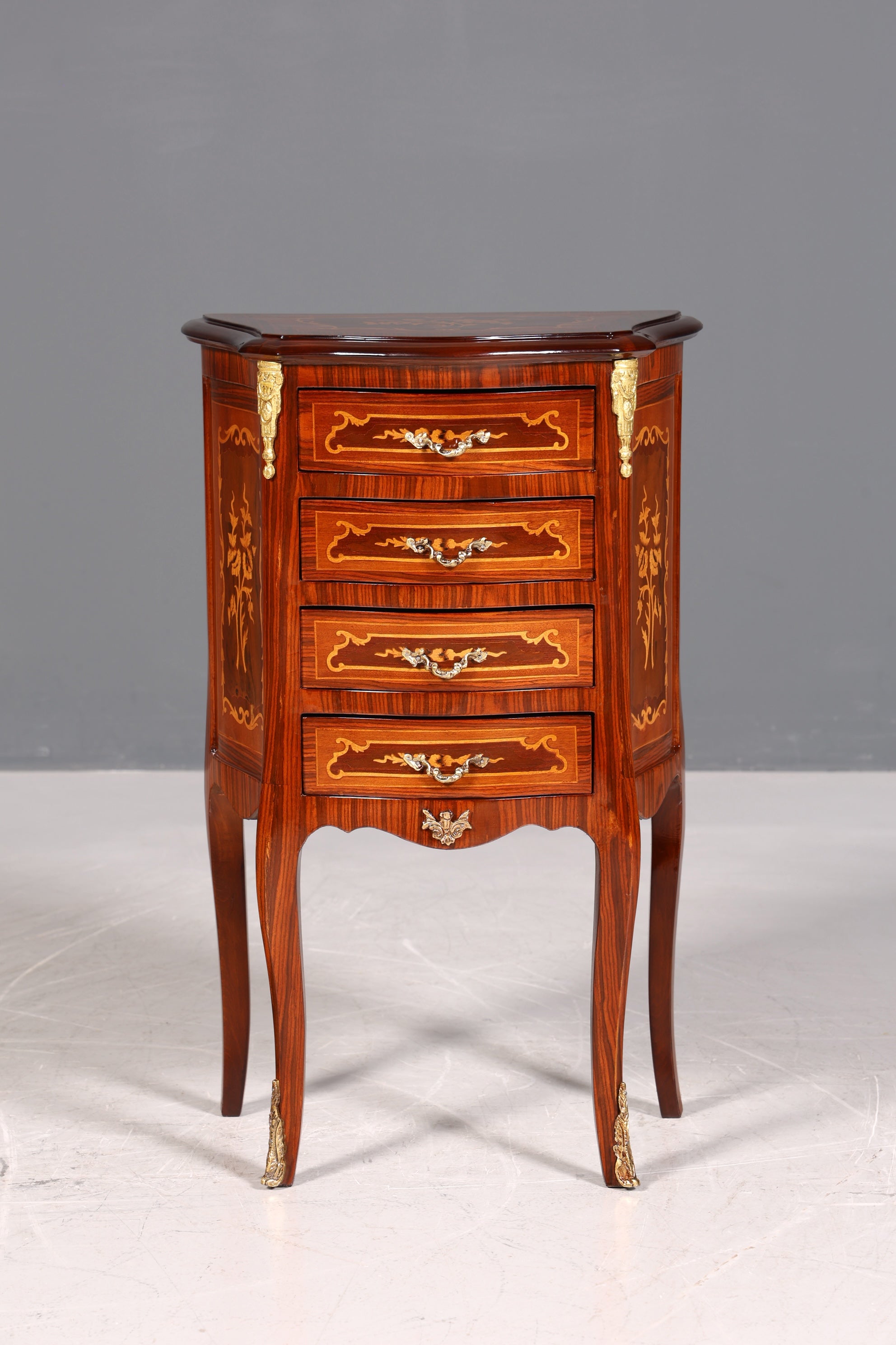 Edle Barock Stil Kommode Antik Stil Beistelltisch Messing Schränkchen