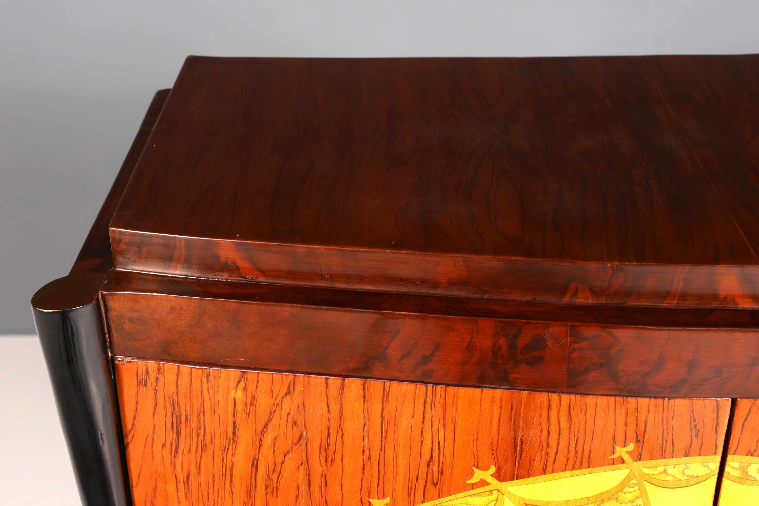 AD91-13 Meuble haut de style Art déco, commode Vertiko, armoire Sun