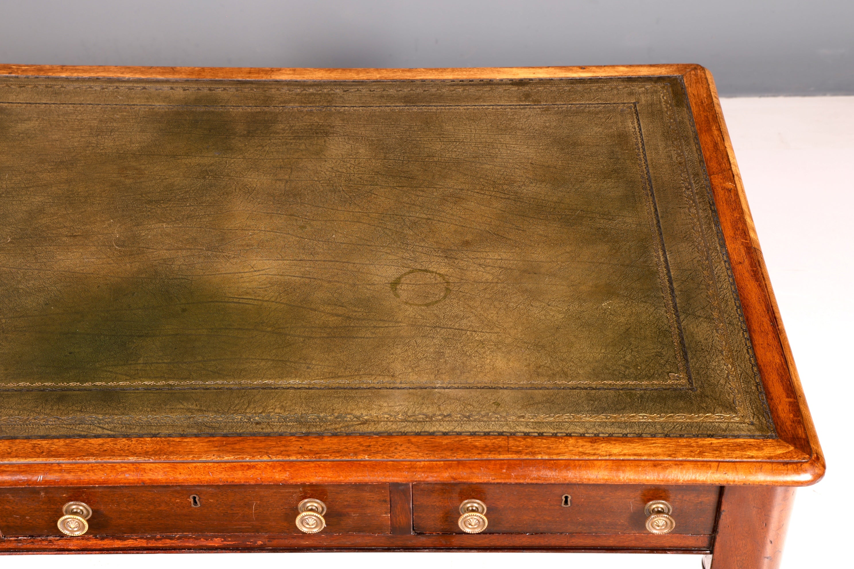 Wunderschöner Englischer Schreibtisch Echt Lederauflage Regency Stil Bürotisch Office Desk Antik