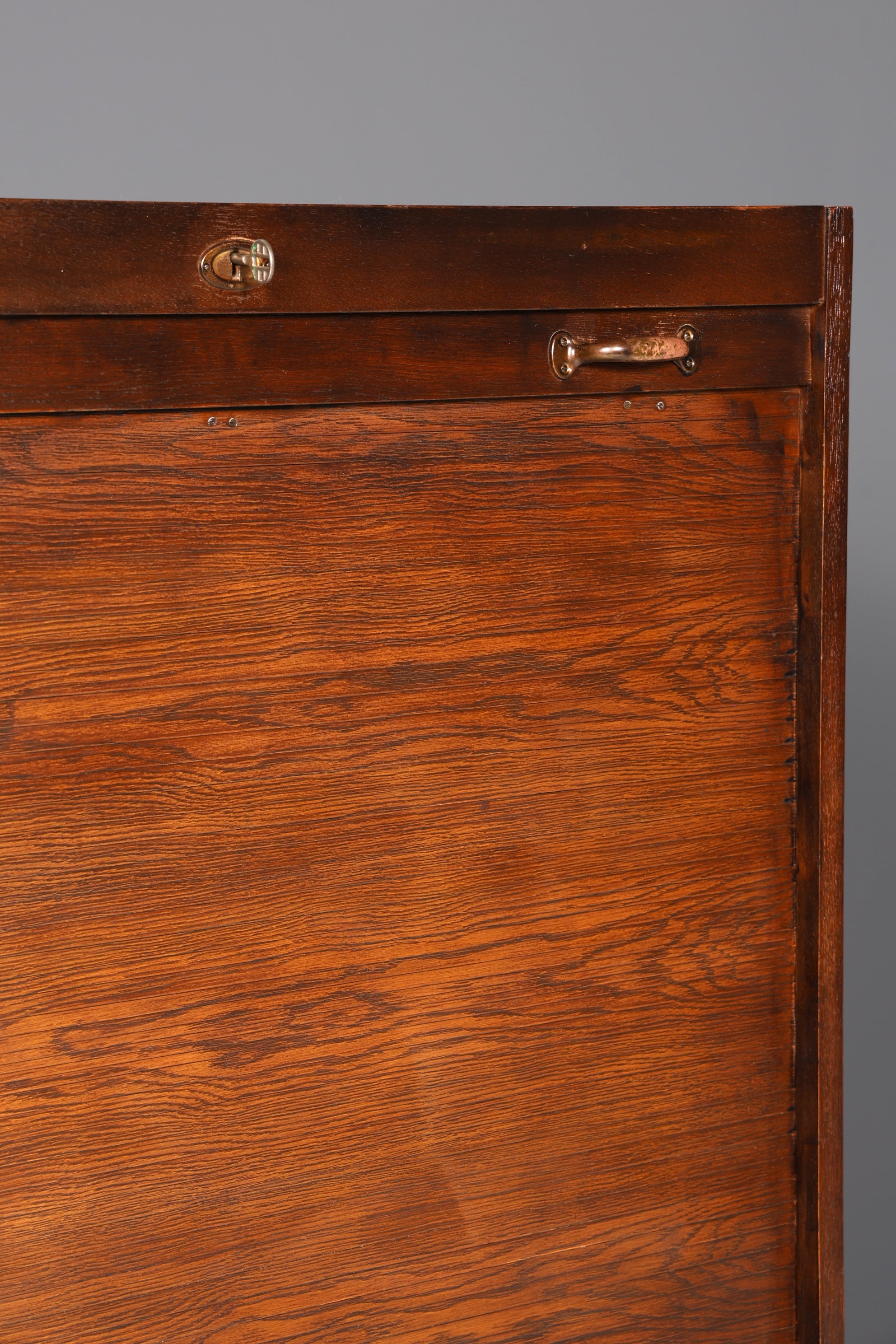 Simple mid-century roll-top cabinet, Bauhaus style, apothecary cabinet, Art Deco filing cabinet, office cabinet