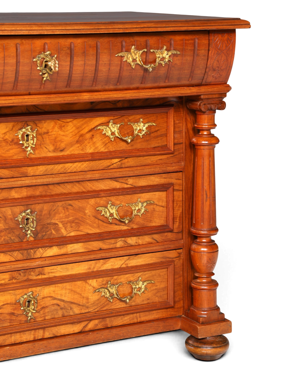 Hauptstadt Möblerei Gründerzeit Kommode im Louis Philippe Stil aus massivem Holz mit Messingbeschlägen um 1890