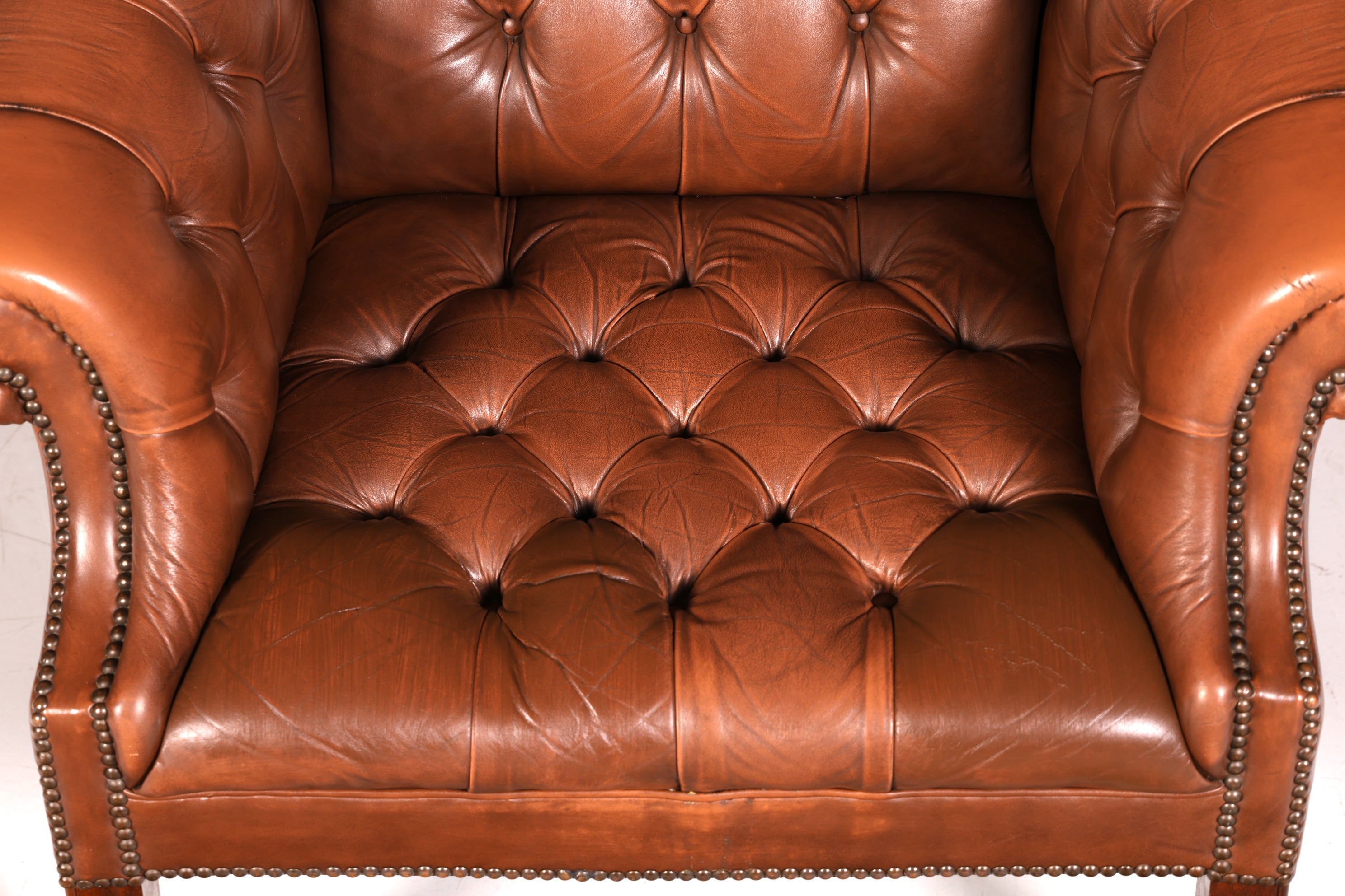Fauteuil Chesterfield élégant fauteuil club en cuir véritable marron fauteuil anglais à accoudoirs fauteuil en cuir