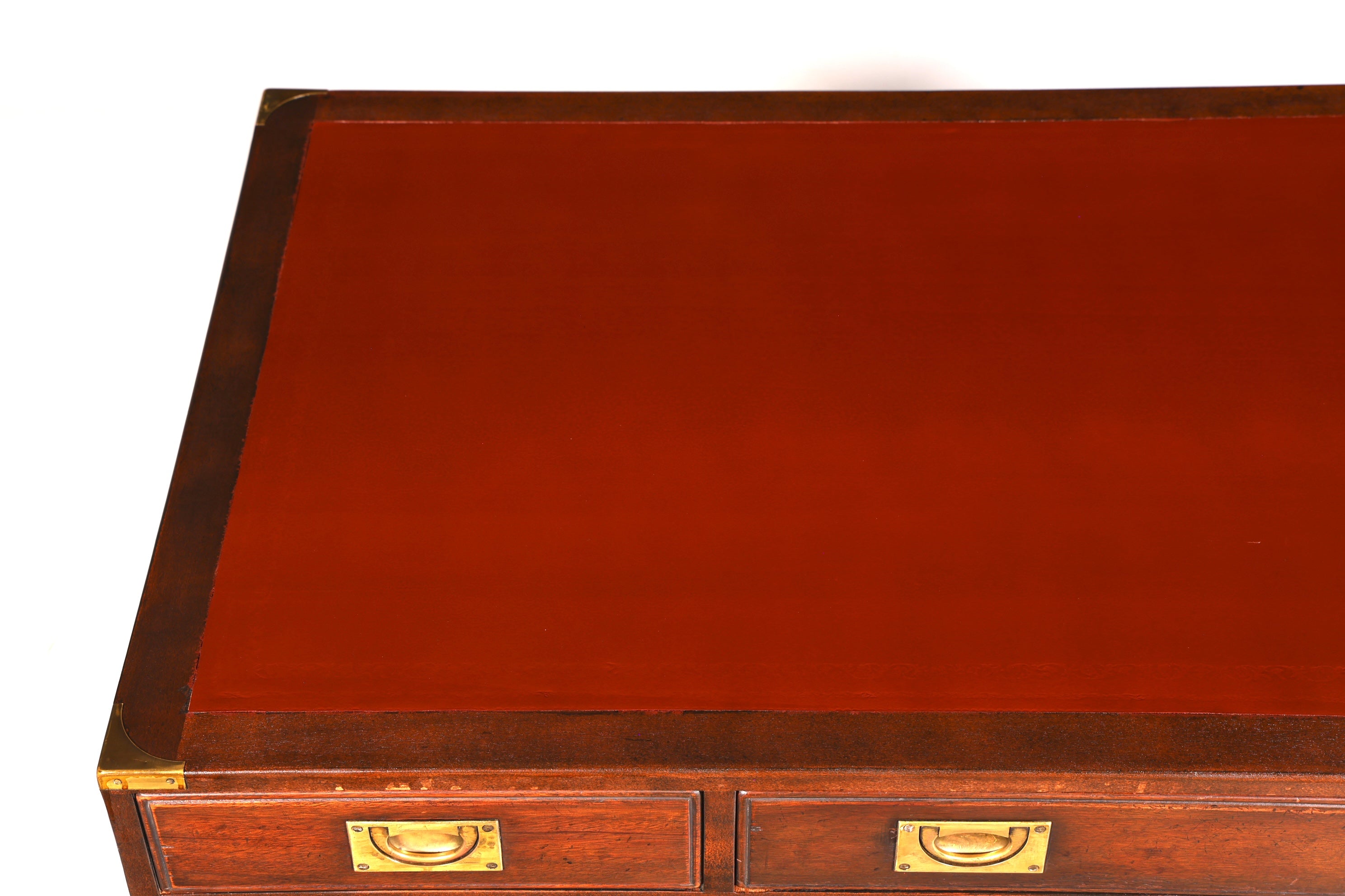 Edler Maritimer Schreibtisch Englischer Military Chest Bürotisch Office Table echt Lederauflage