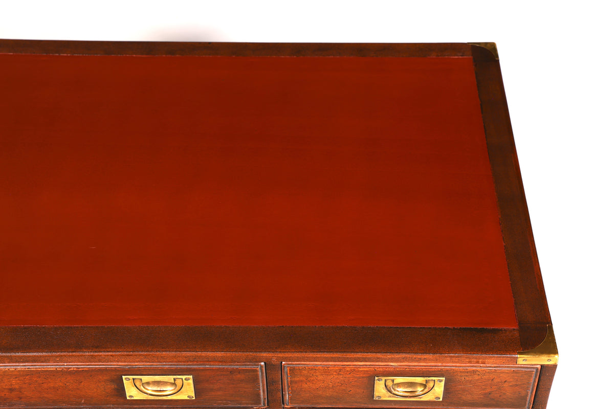 Edler Maritimer Schreibtisch Englischer Military Chest Bürotisch Office Table echt Lederauflage