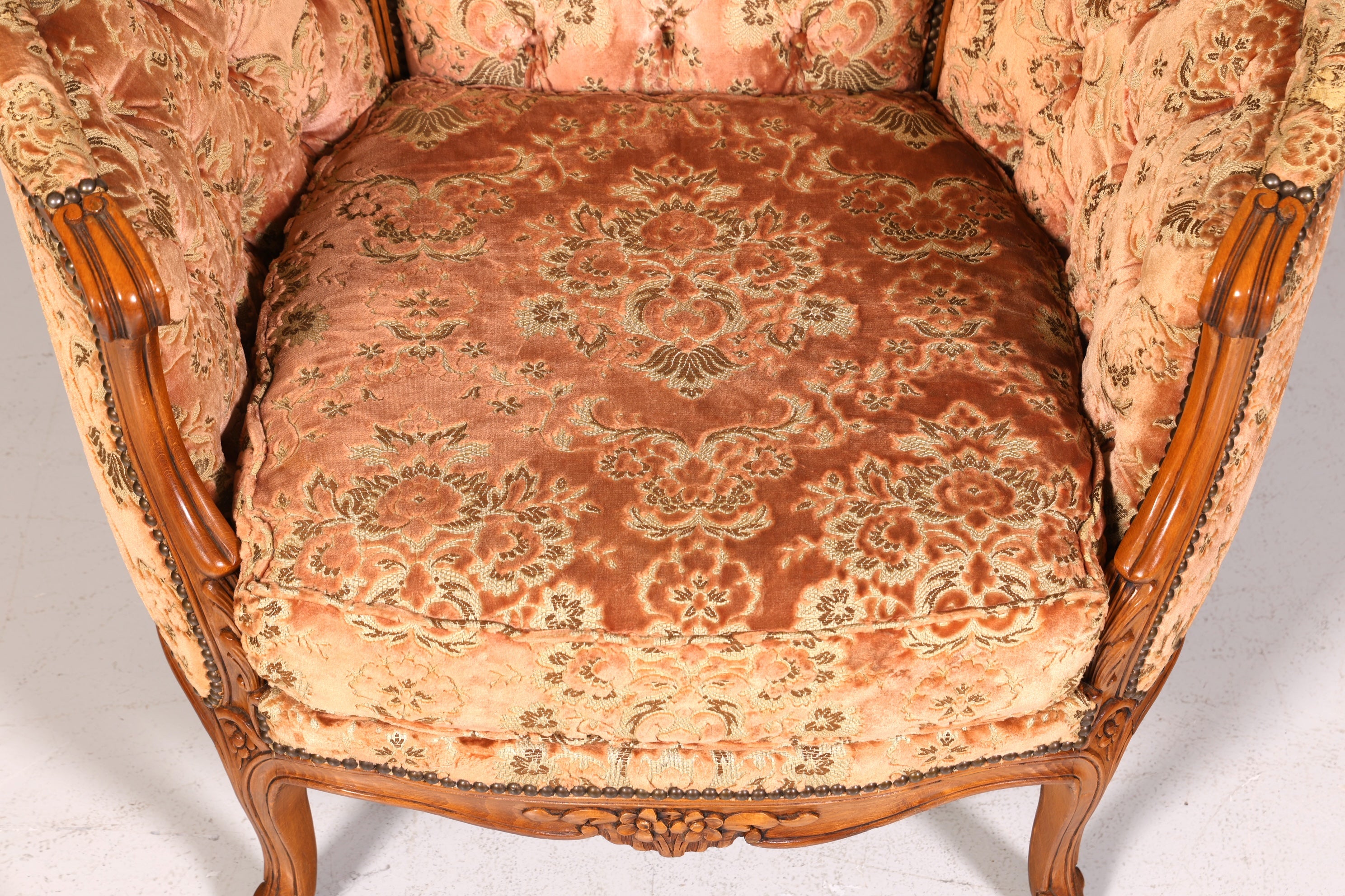 Wunderschöner Chippendale Armlehnsessel Barock Stil Sessel Armchair Samt Stoff Rococo Stil Sessel 2 von 2