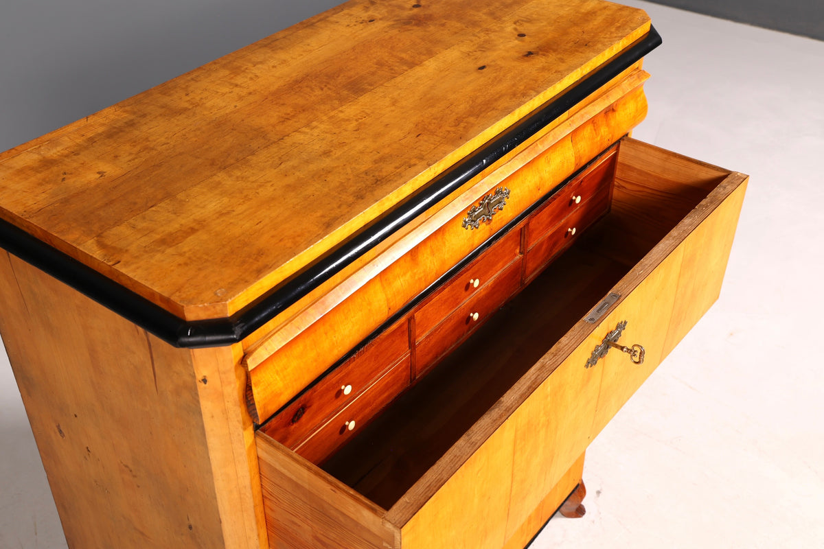 Magnifique commode Biedermeier ancienne en bouleau, vertiko, commode à tiroirs, vers 1850, bois massif