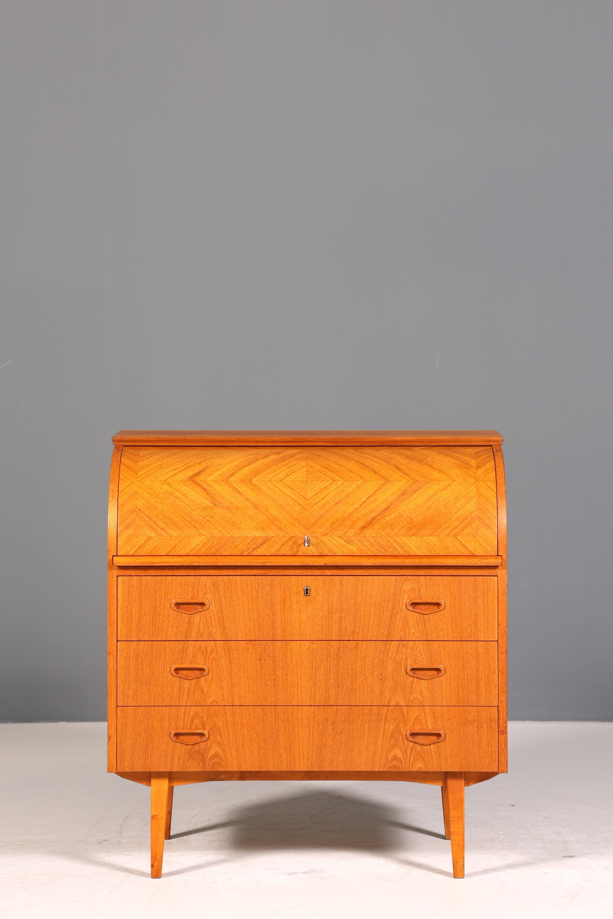 Wunderschöner Mid Century Rollladen Sekretär echt Holz Büro Schrank Vintage Schreibkommode