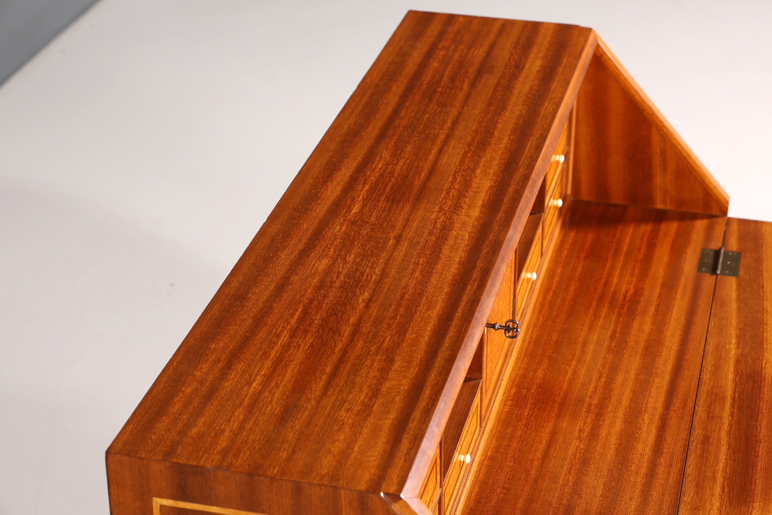 Wunderschöner Englischer Sekretär Schreibkommode echt Holz Schreibtisch Intarsien Kommode