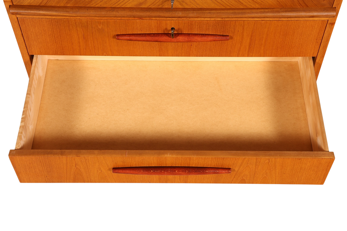 Schlichter Mid Century Rollladen Sekretär von Bröderna Gustafssons Büro Schrank Schreibkommode 60s Schreibmöbel