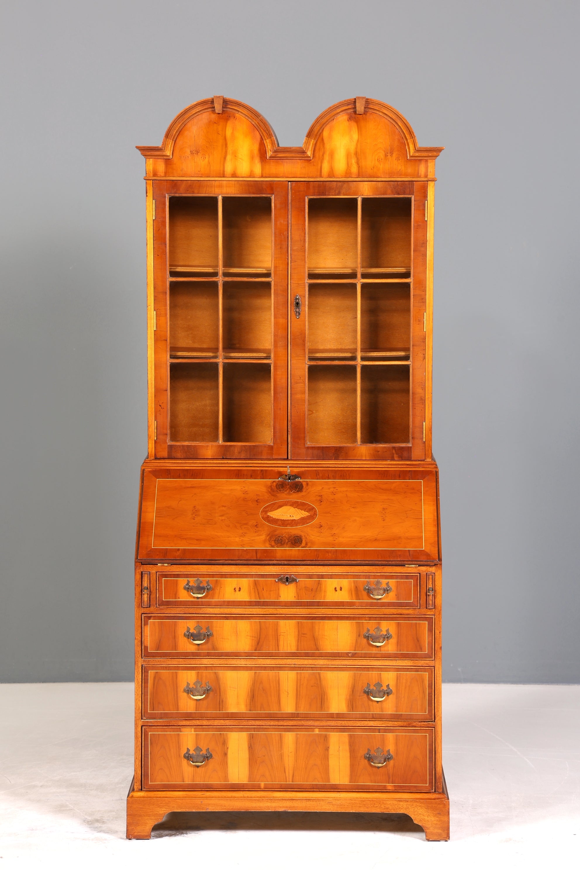 Stilvoller Englischer Sekretär Büro Aufsatzsekretär Eibe Antik Stil Vitrinen Schrank UK