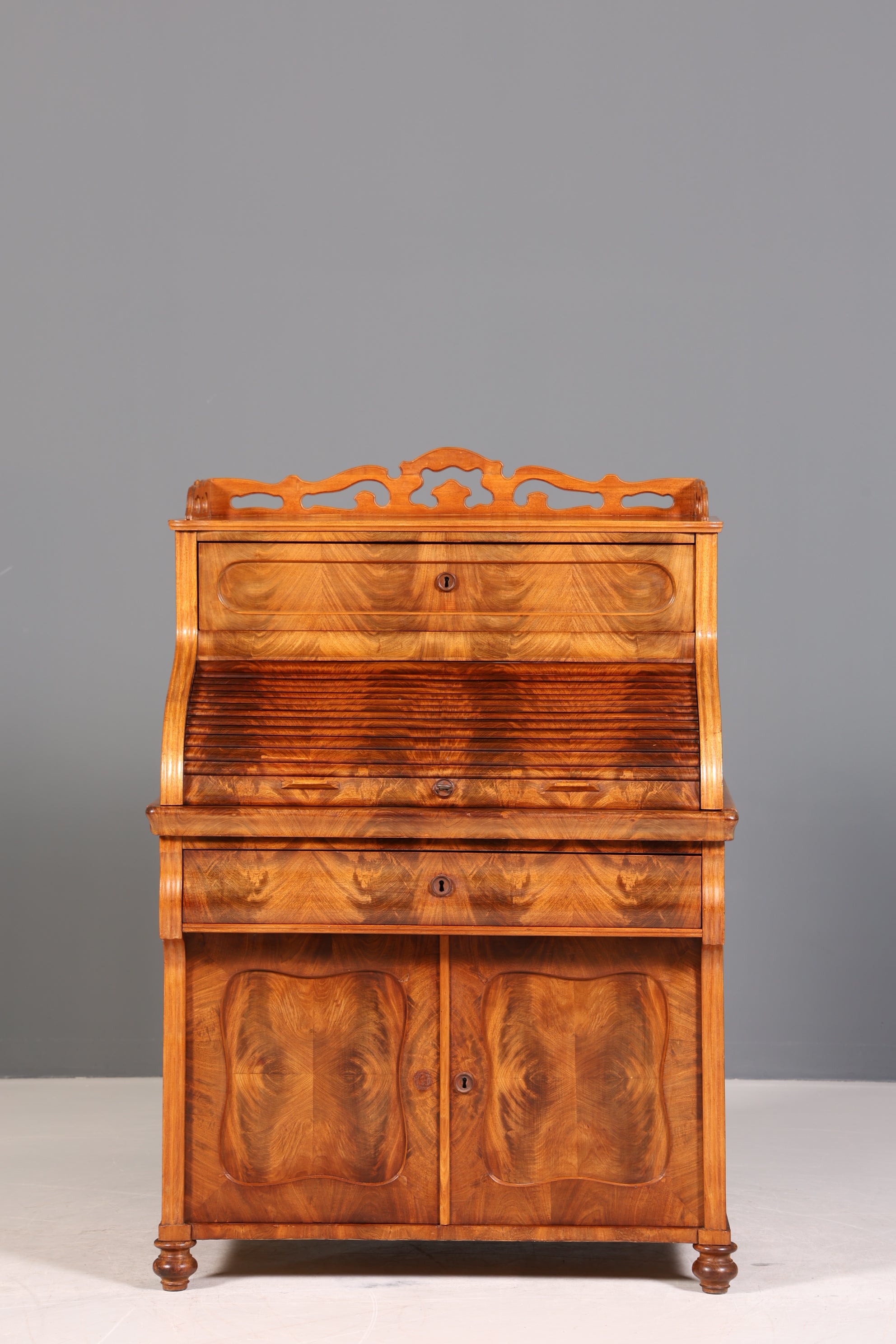 Beeindruckender Louis Philippe Sekretär Antik Rollladen Sekretär Schreibtisch Nussbaum Aufsatzsekretär