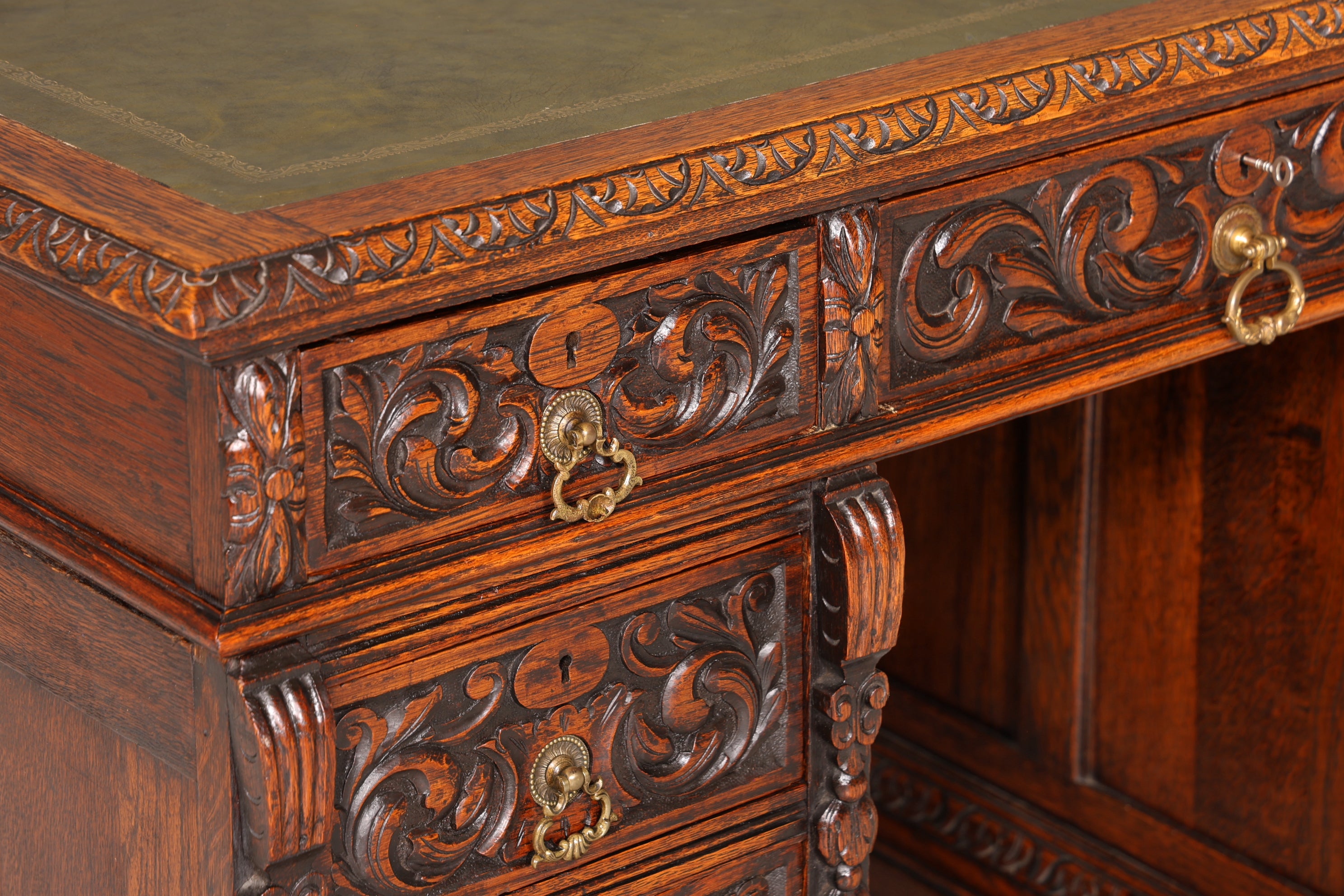 Imposanter Neorenaissance Schreibtisch Herrenzimmer Bürotisch Antik Office Table