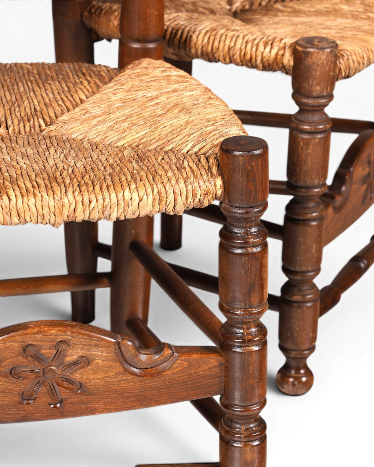 2x Wunderschöne Spanische Stühle Stuhl Set Rattan Rustikale Stühle Küchenstühle