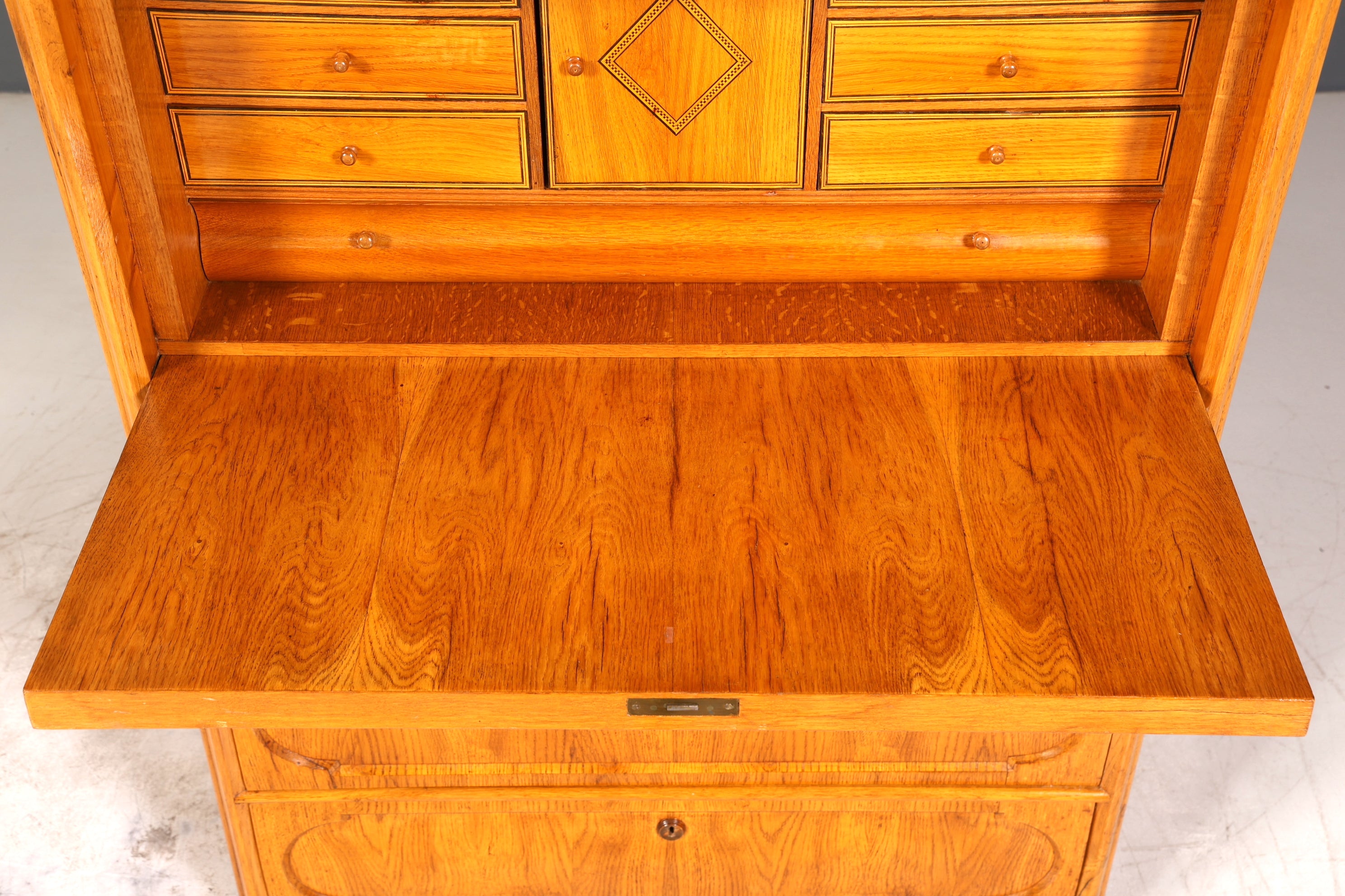 E893 Finish Stilvoller Biedermeier Sekretär Louis Philippe Vertiko Antik Kommode Schreibkommode Office Desk