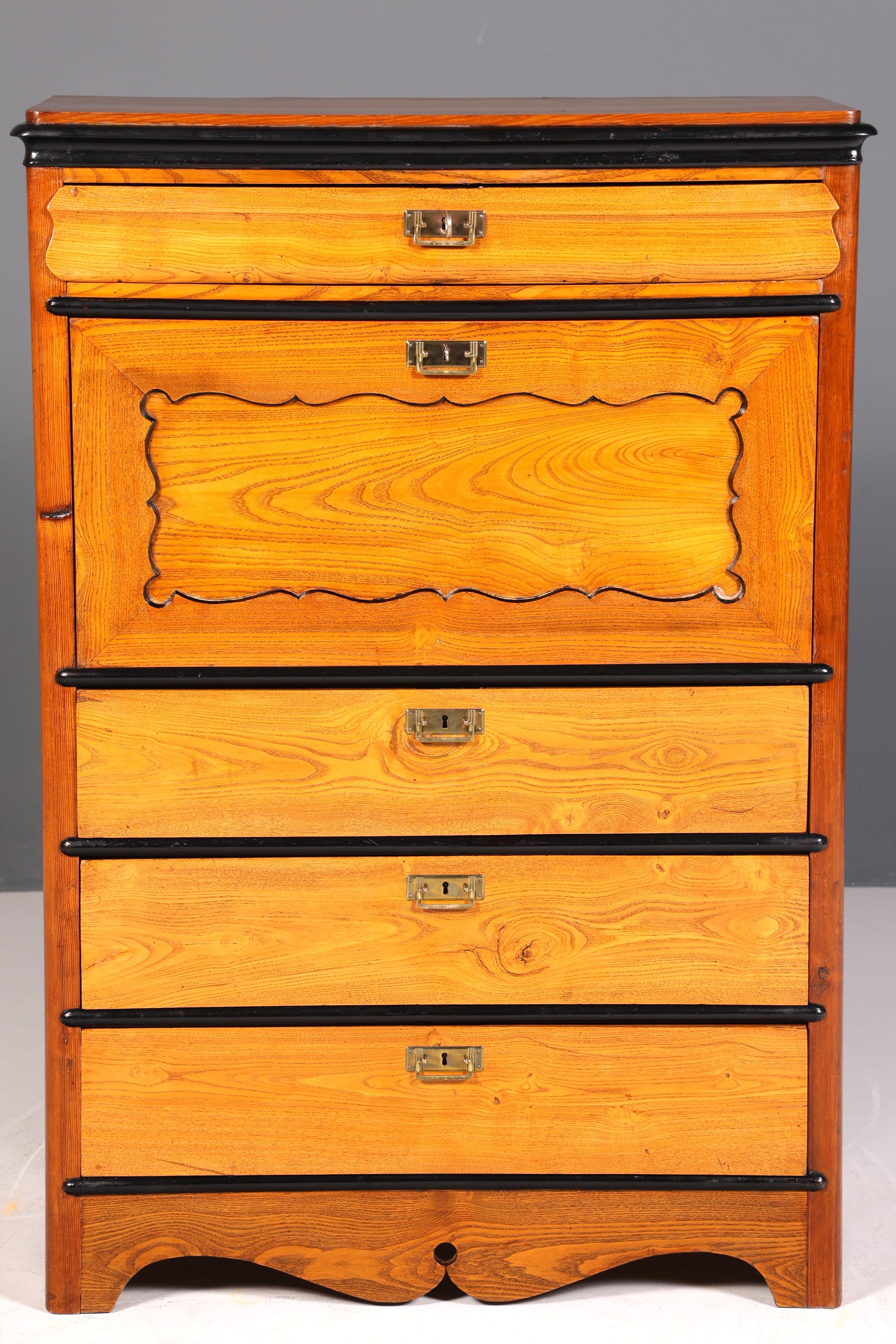 Secrétaire onirique Louis Philippe vers 1880, meuble ancien Gründerzeit, chiffonnier