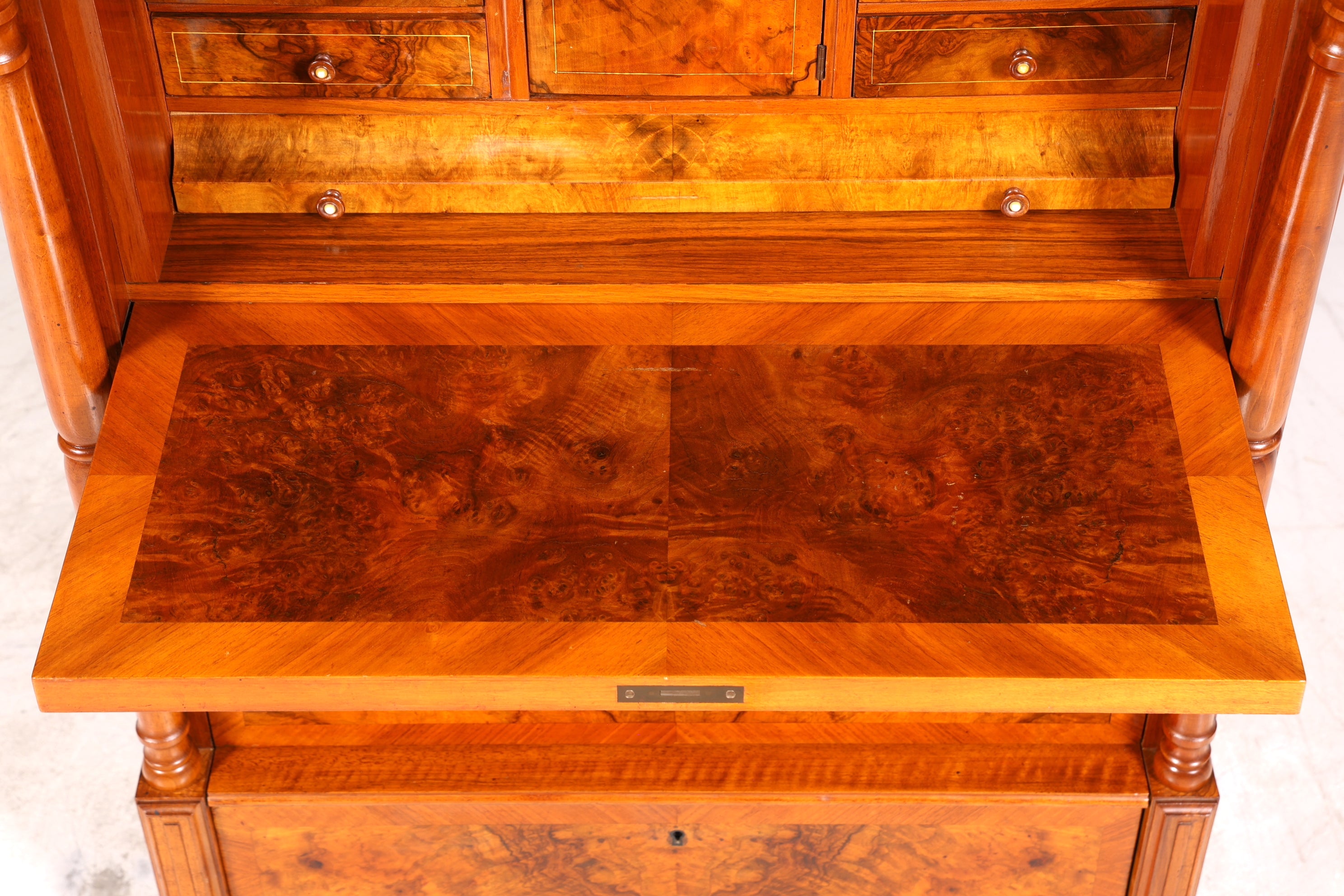 E907 Finish cm, Wunderschöner Gründerzeit Sekretär Vertiko Highboard Louis Philippe Kommode um 1880