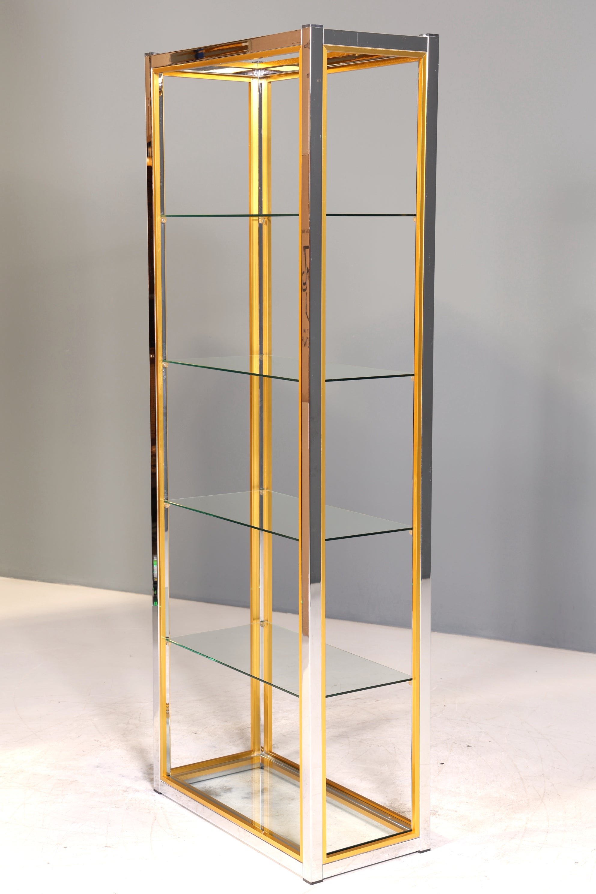 Wunderschönes Bücherregal Design by Renato Zevi Chrome Regal Mid Century Buchablage 2 von 2