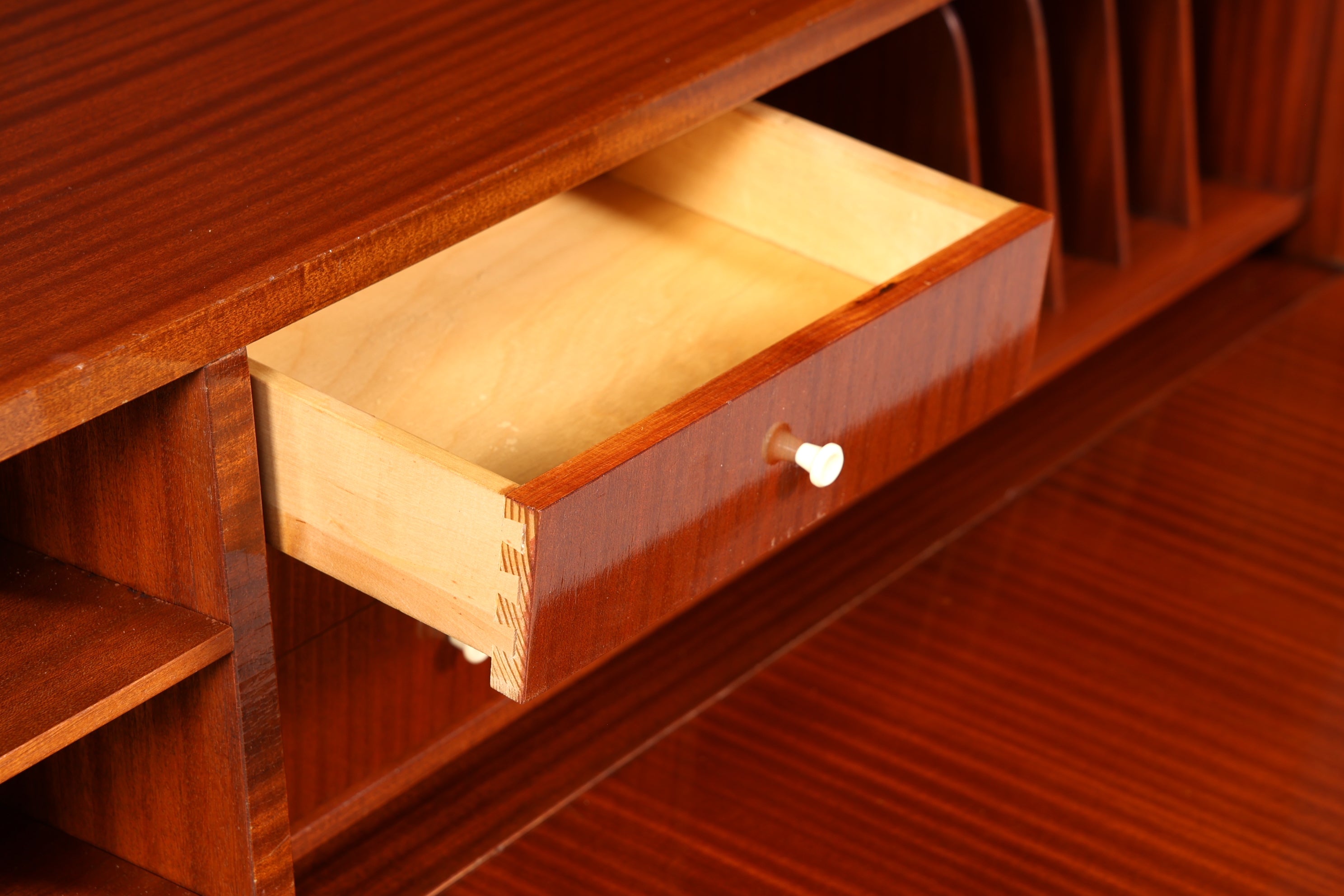 Schlichter Mid Century Schrank Sekretär Bücherregal Retro Highboard Vintage Regal 60s