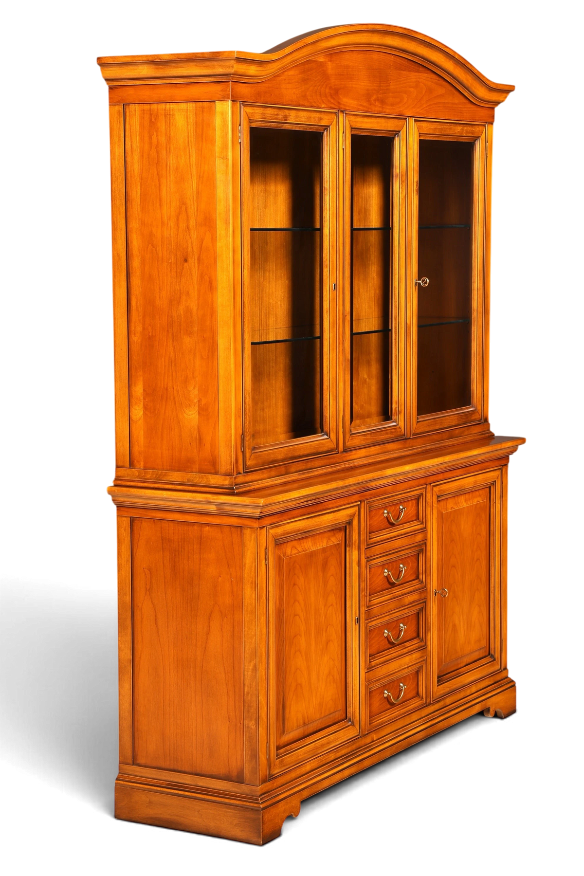 Hauptstadt Möblerei Selva Vitrine aus Kirschholz im Antik-Stil mit Glasfront, Schubladen und Türen