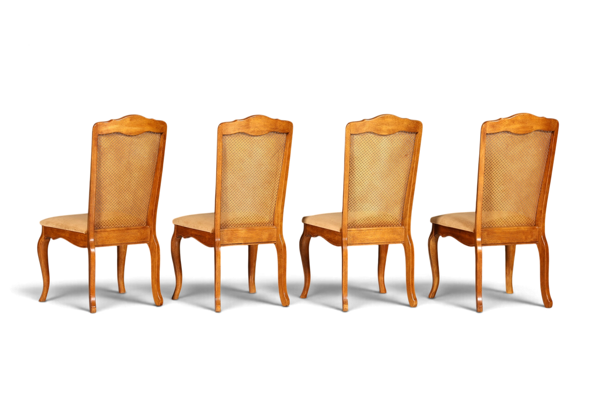 F987 Finish cm 4x Original Chippendale Stuhl Vintage Korbgeflecht Küchenstuhl Samt Stuhl