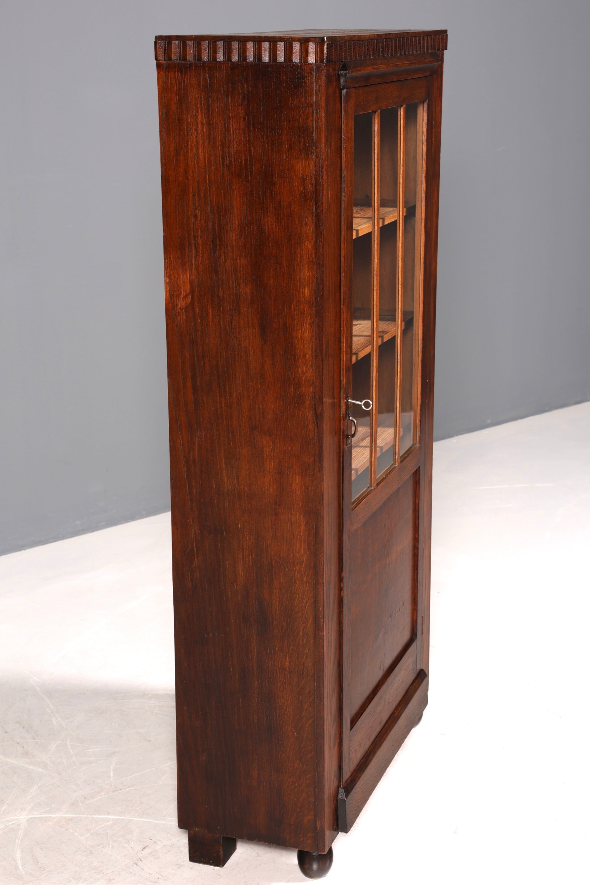Wunderschöne Jugendstil Vitrine Antike Holz Bücherschrank Eiche Antik Schrank Geschirrschrank