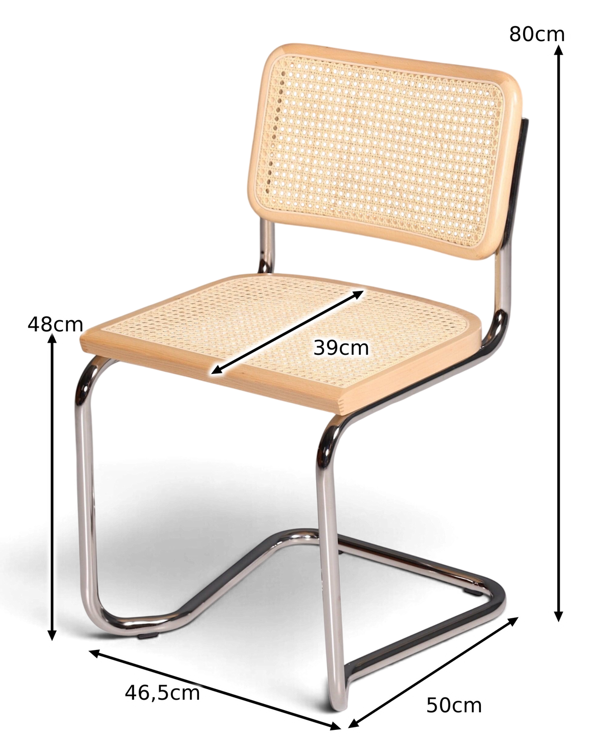 Milano Freischwinger Beige – Wiener Geflecht & Chromgestell | Made in Italy