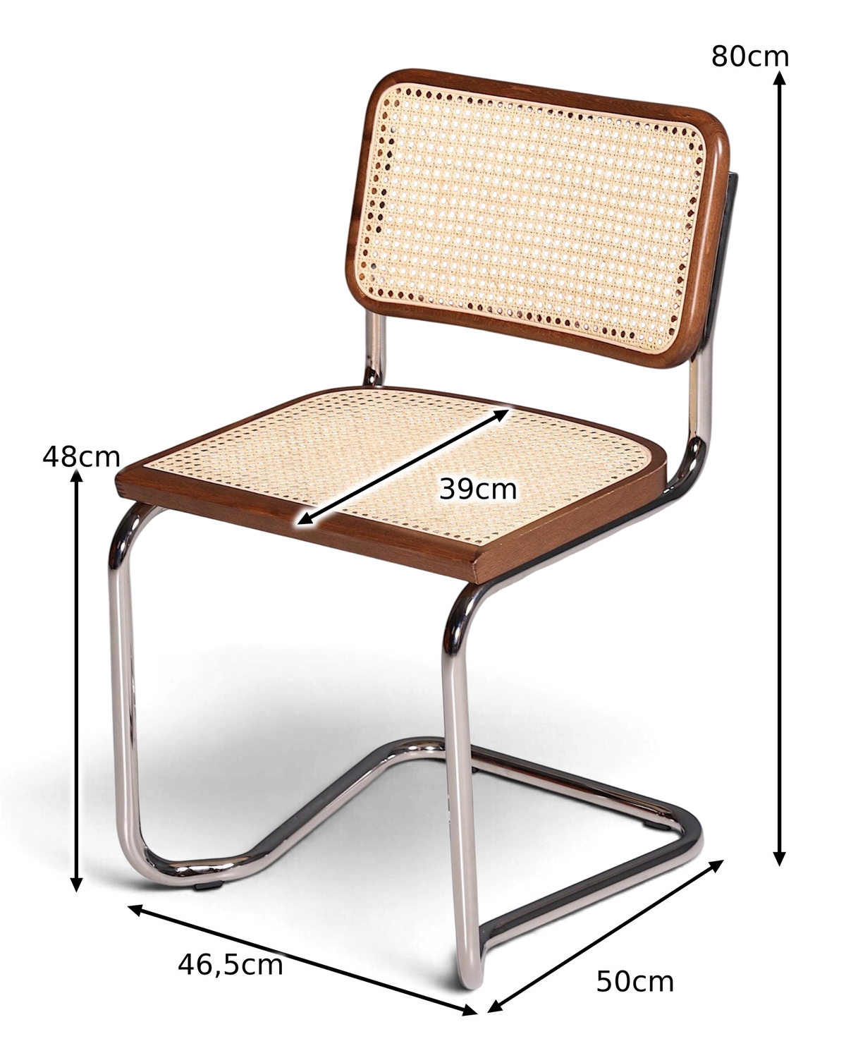 Milano Freischwinger Braun – Wiener Geflecht & Chromgestell | Made in Italy
