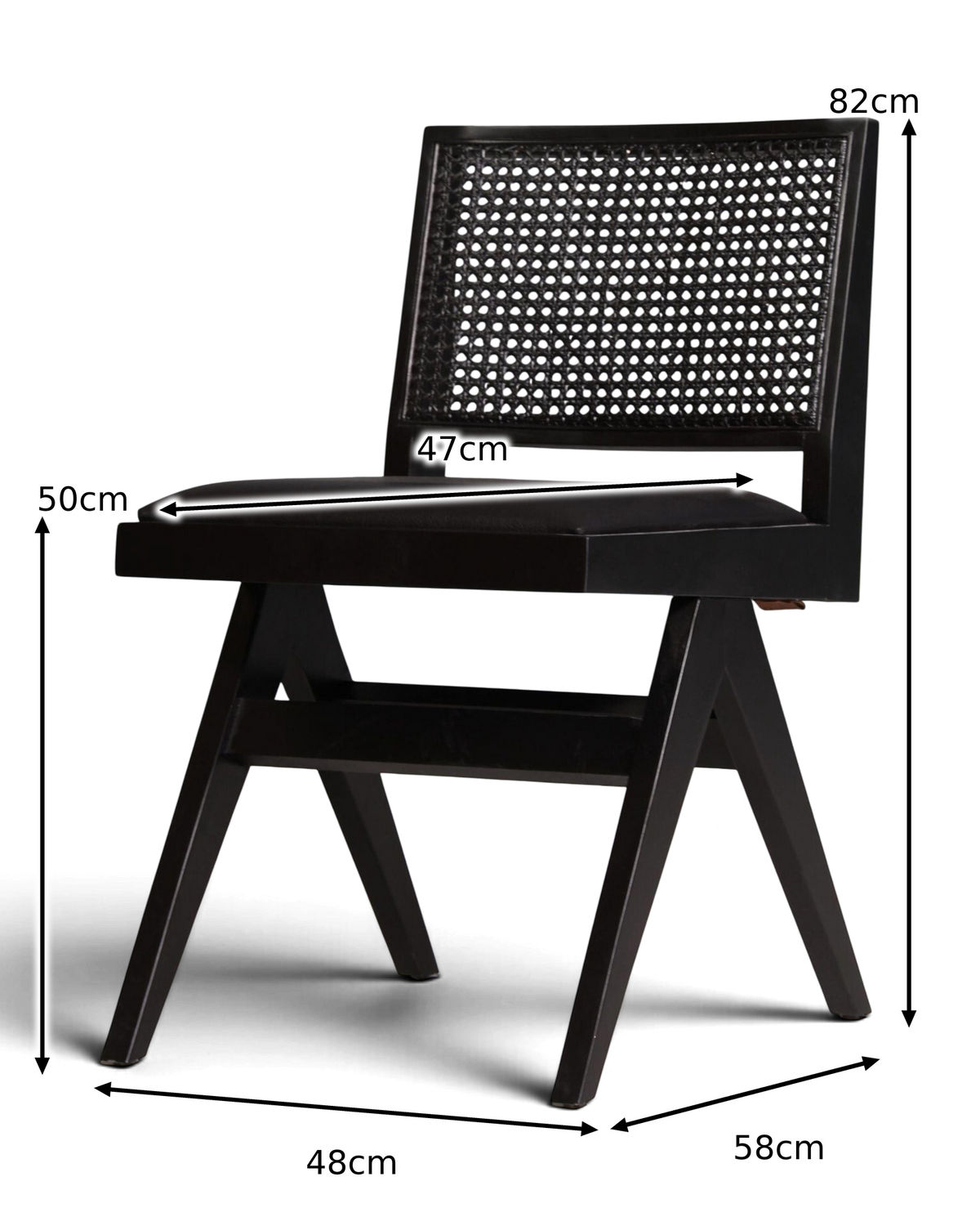 Fauteuil en osier très élégant « Vienna Black », fauteuil lounge Bauhaus noir, chaise de cuisine, chaise de secrétaire