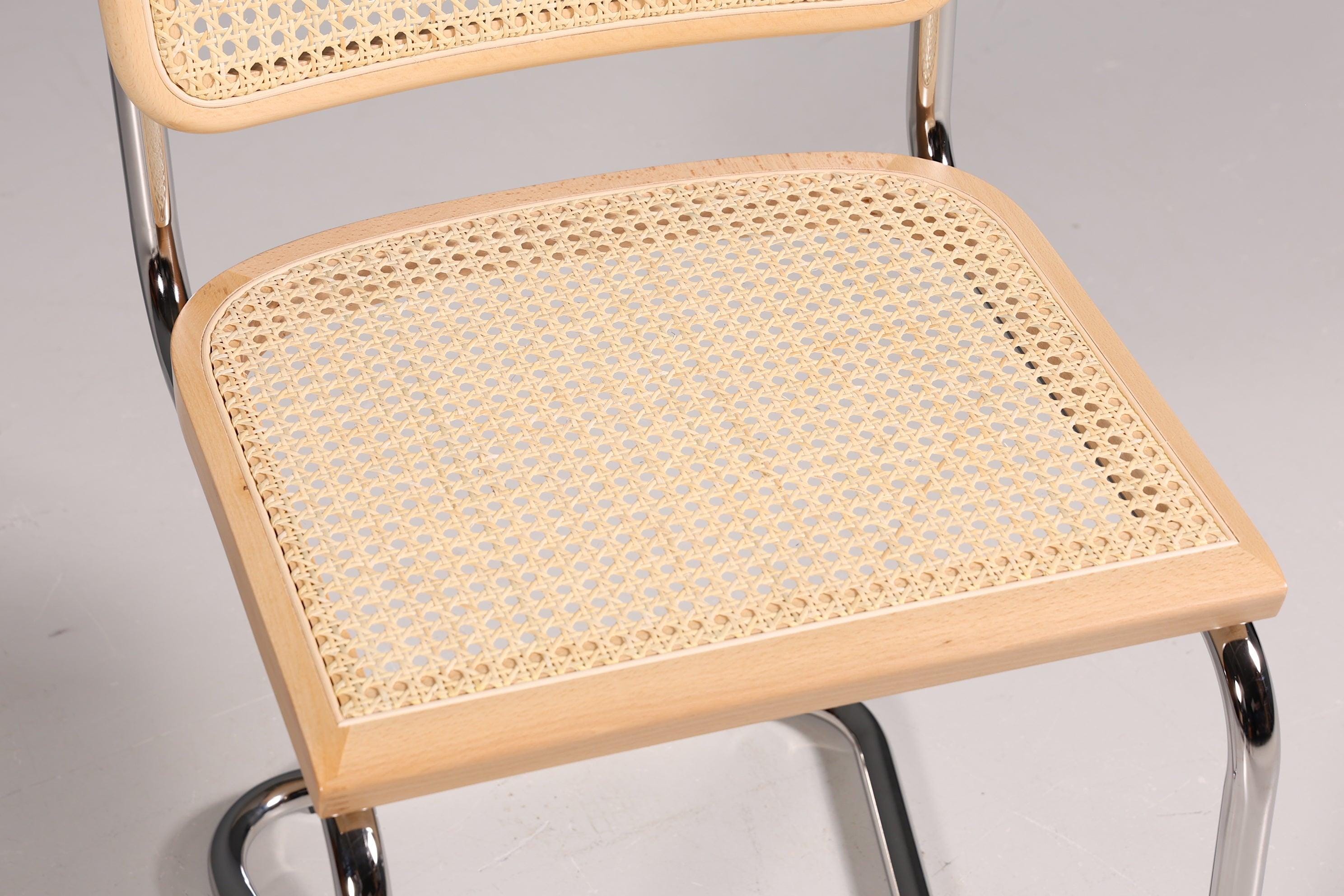 Korbgeflecht Freischwinger Stuhl "Milano" Made in Italy Beige Wippstuhl Küchenstuhl Esszimmer Stuhl